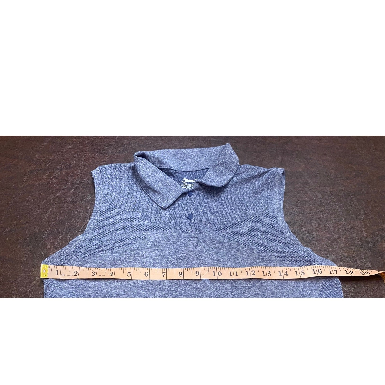 Slazenger Golf Sleeveless Polo Top Blue Heather Mesh Performance Med Athleisure