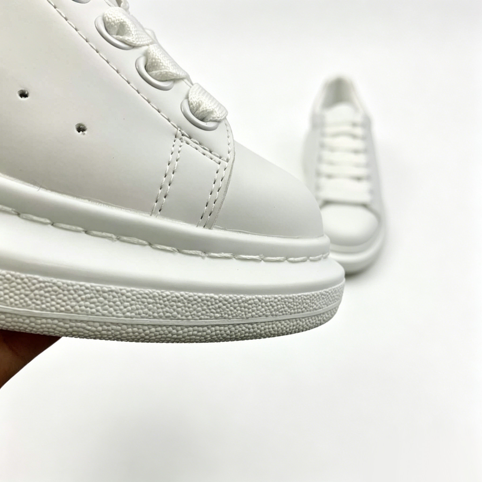 Alexander McQueen White Pink Croc Embossed Leather Heel Platform Sneakers Unisex