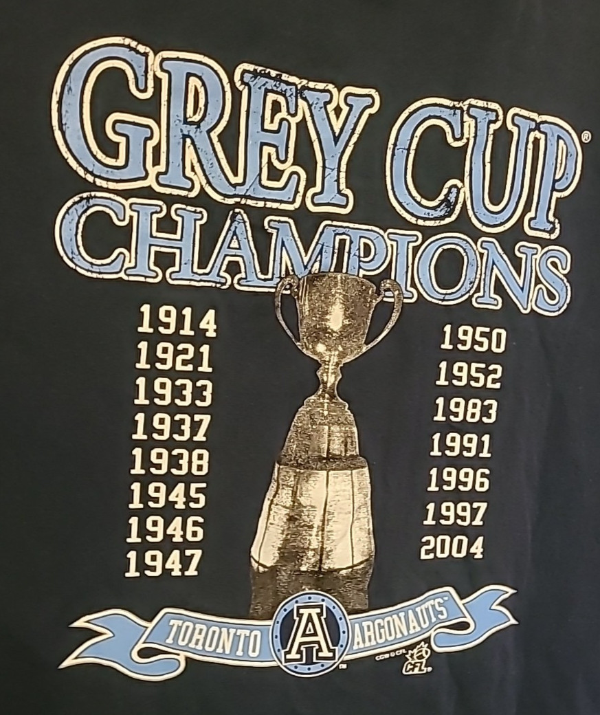 Vintage Toronto Argonauts Grey Cup Champions Long Sleeve Shirt Size XL 1914-2004