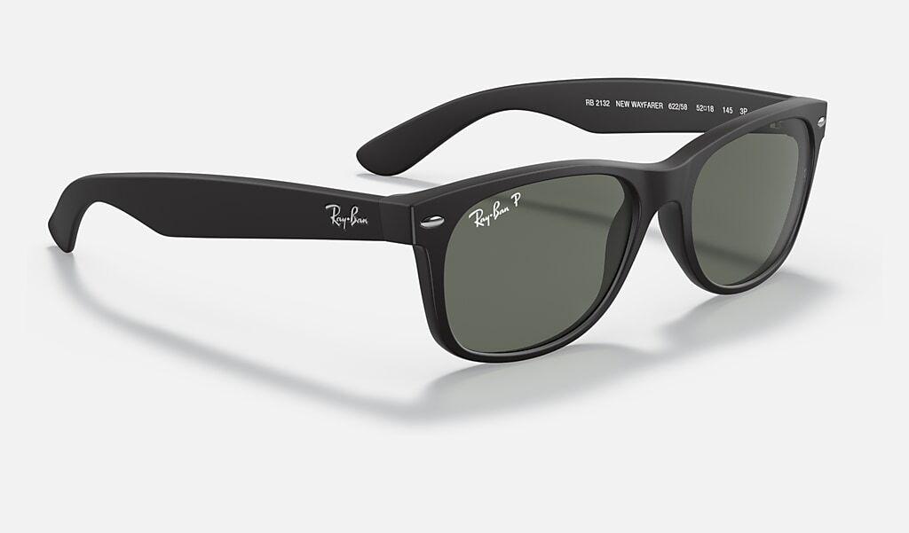 Ray-Ban New Wayfarer Classic Matte Rubber Black Polarized 55 mm Sunglasses