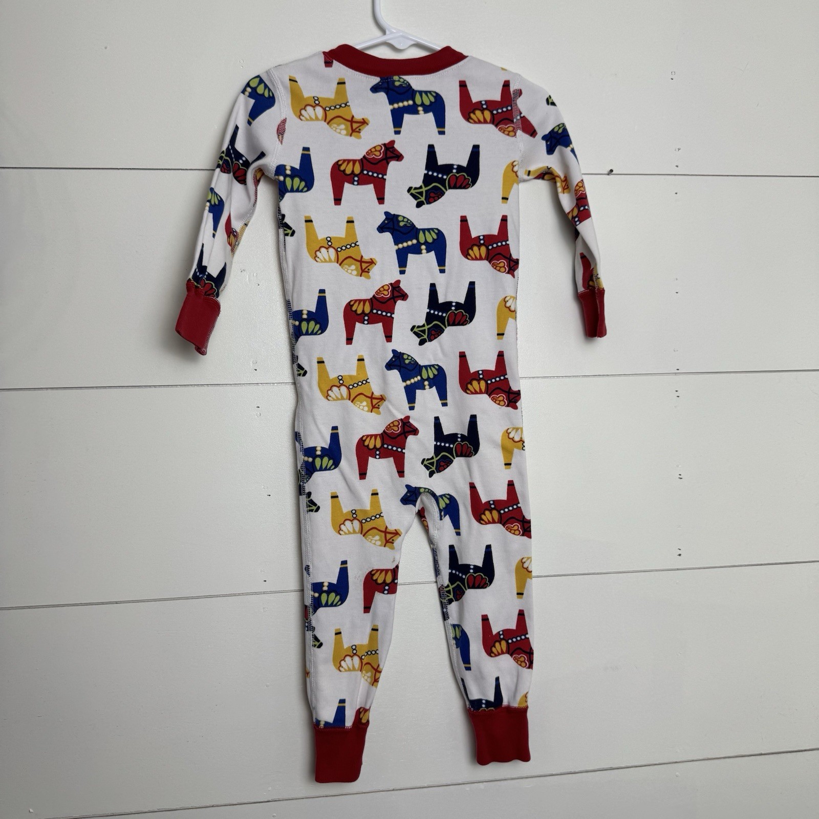 Hanna Andersson 1 Piece Pajama Sleeper Zipper Horse Print 80cm 12-18 Months