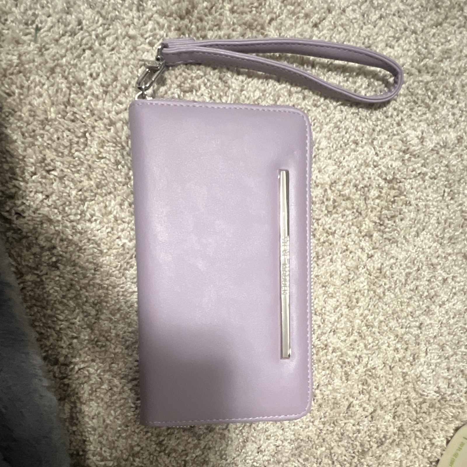 Steve Madden Purple Zip-Around Wrist Strap Wristlet Wallet Logo Credit Card