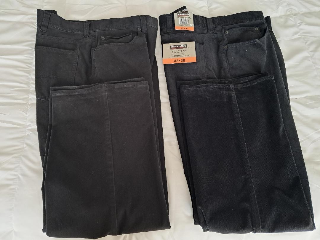 mens black pants, bundle of 2 pair Kirkland Signature 42in X 30in length