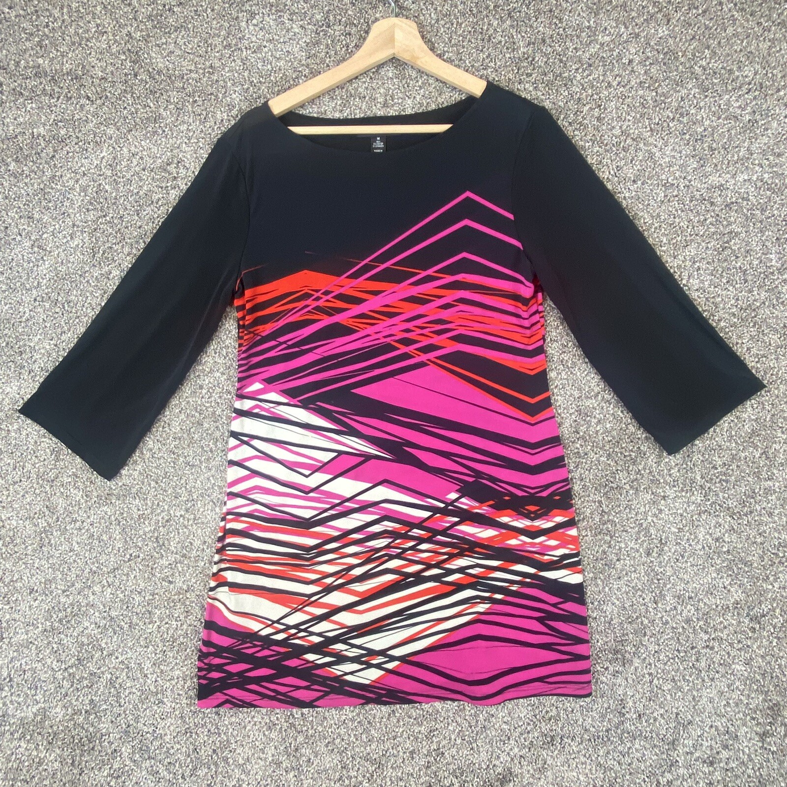 Style & Co Tunic Top or Short Dress Women’s Medium Black, Pink, Red, White Retro