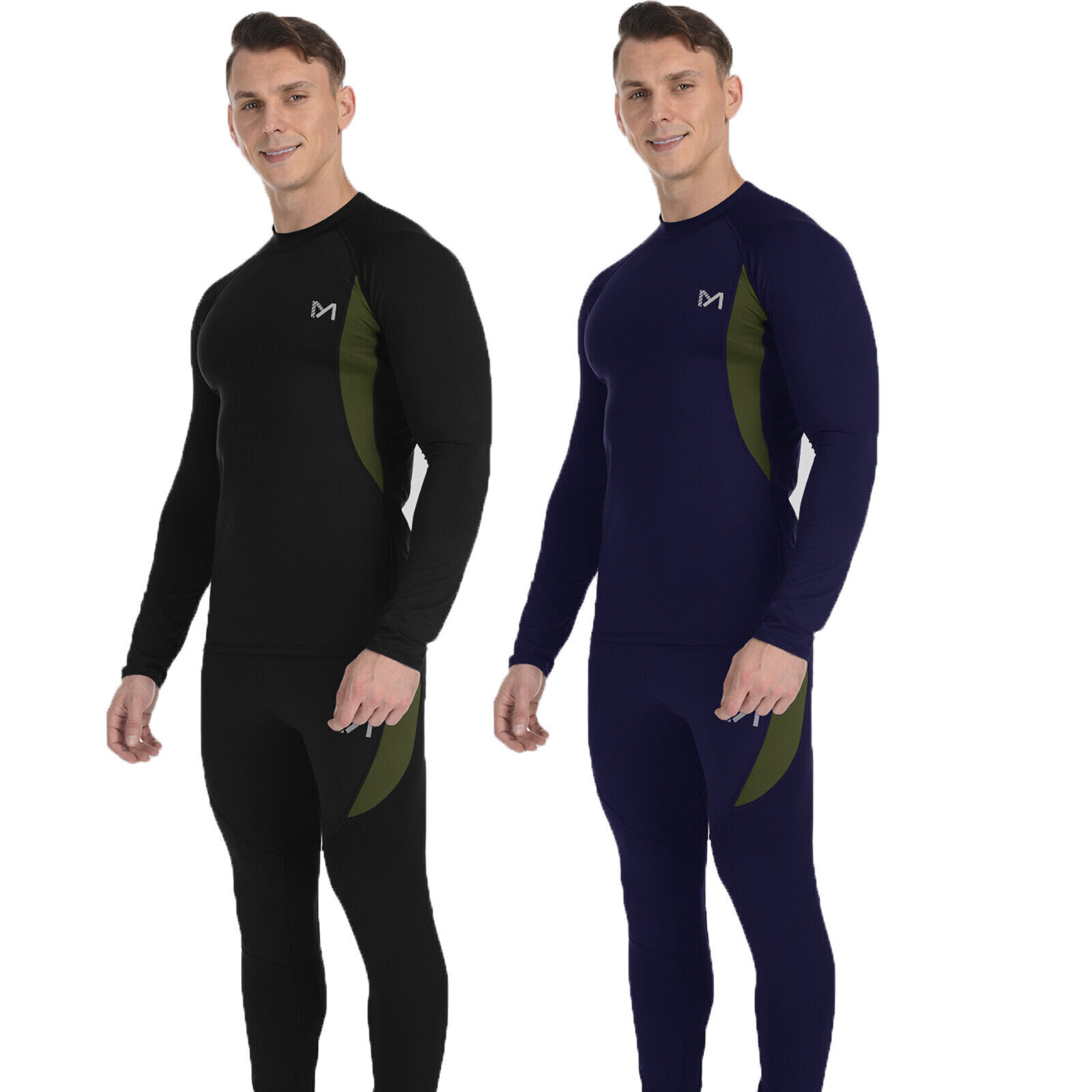 Mens Sport Thermal Underwear Set Long Sleeve Thermals T Shirt + Long Johns