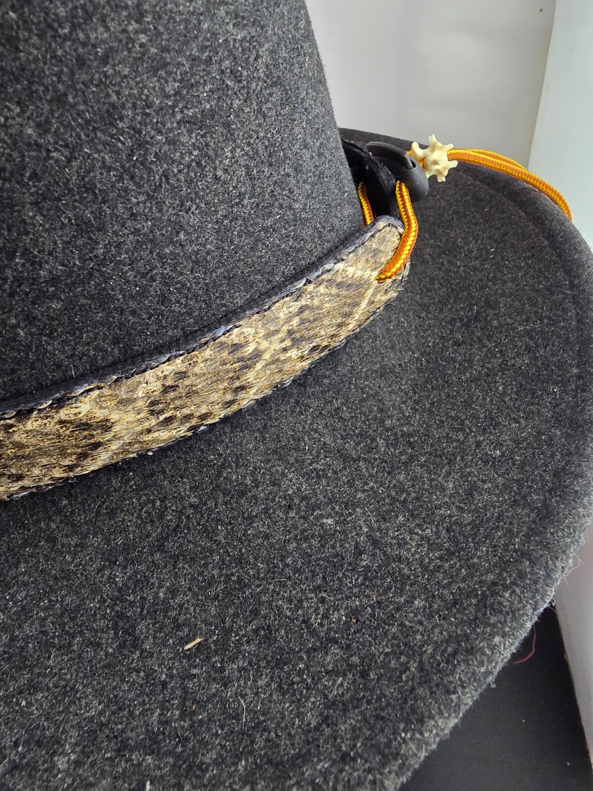 RATTLESNAKE skin hat band adjustable and rattlesnake bone Western cowboy cowgirl