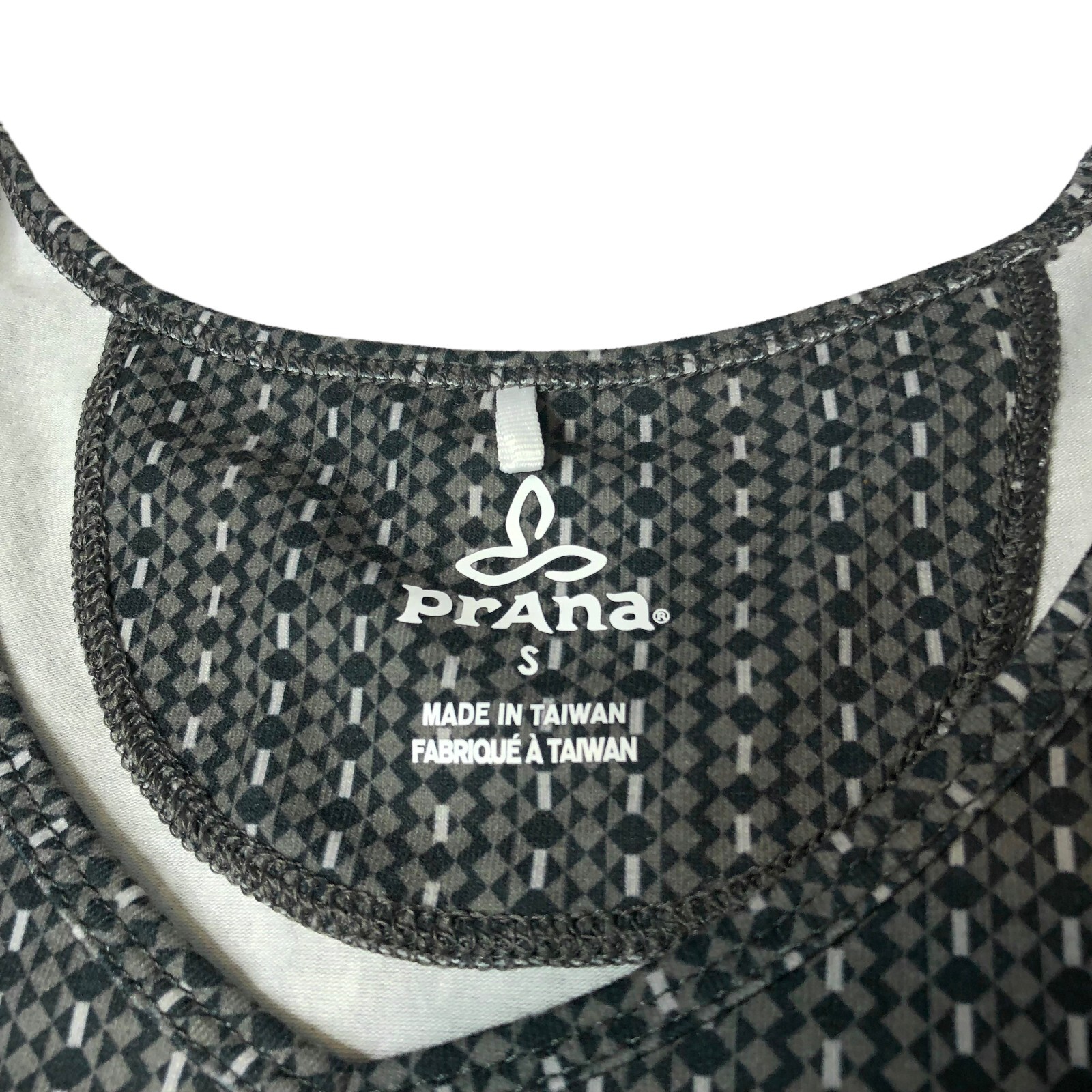 Prana Amelia Black and Grey Athletic Tank Dress Size Small Geometric Stretch
