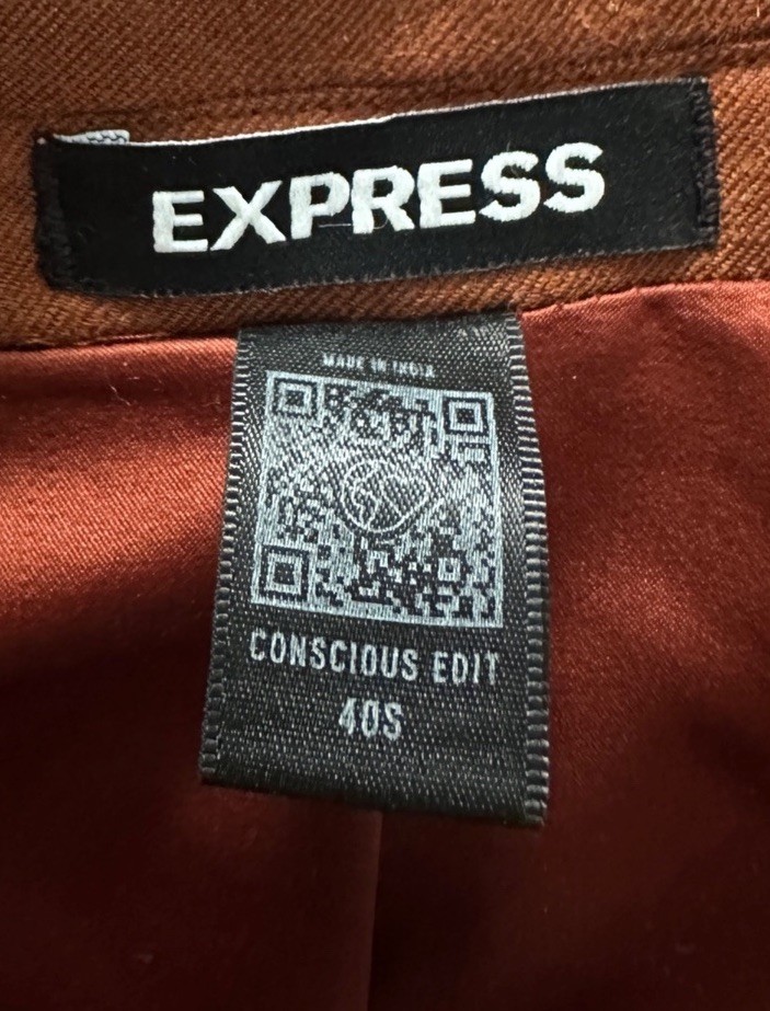 Express Men’s Brown Solid Single-Breasted Two-Button Notch Lapel Blazer 40S