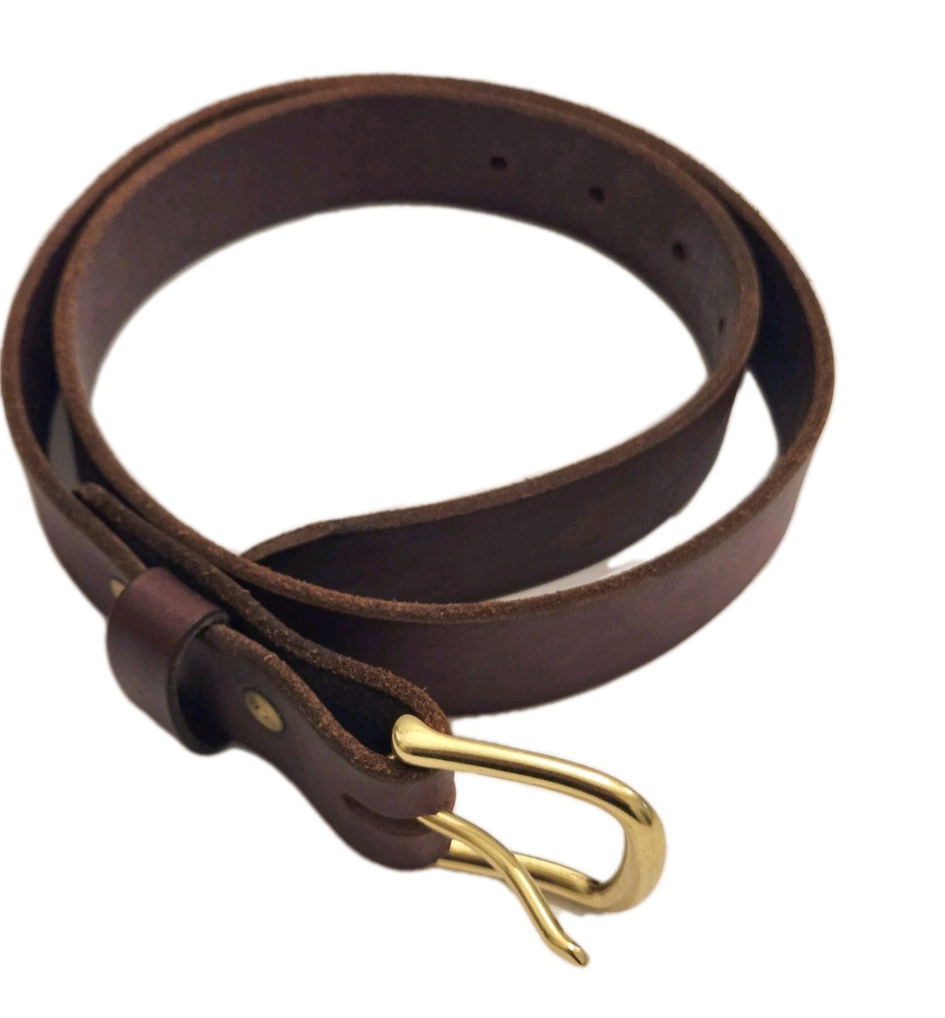 Tanner Goods Brown Belt Brass Buckle Size 30 Made In USA 1.25″ Wide