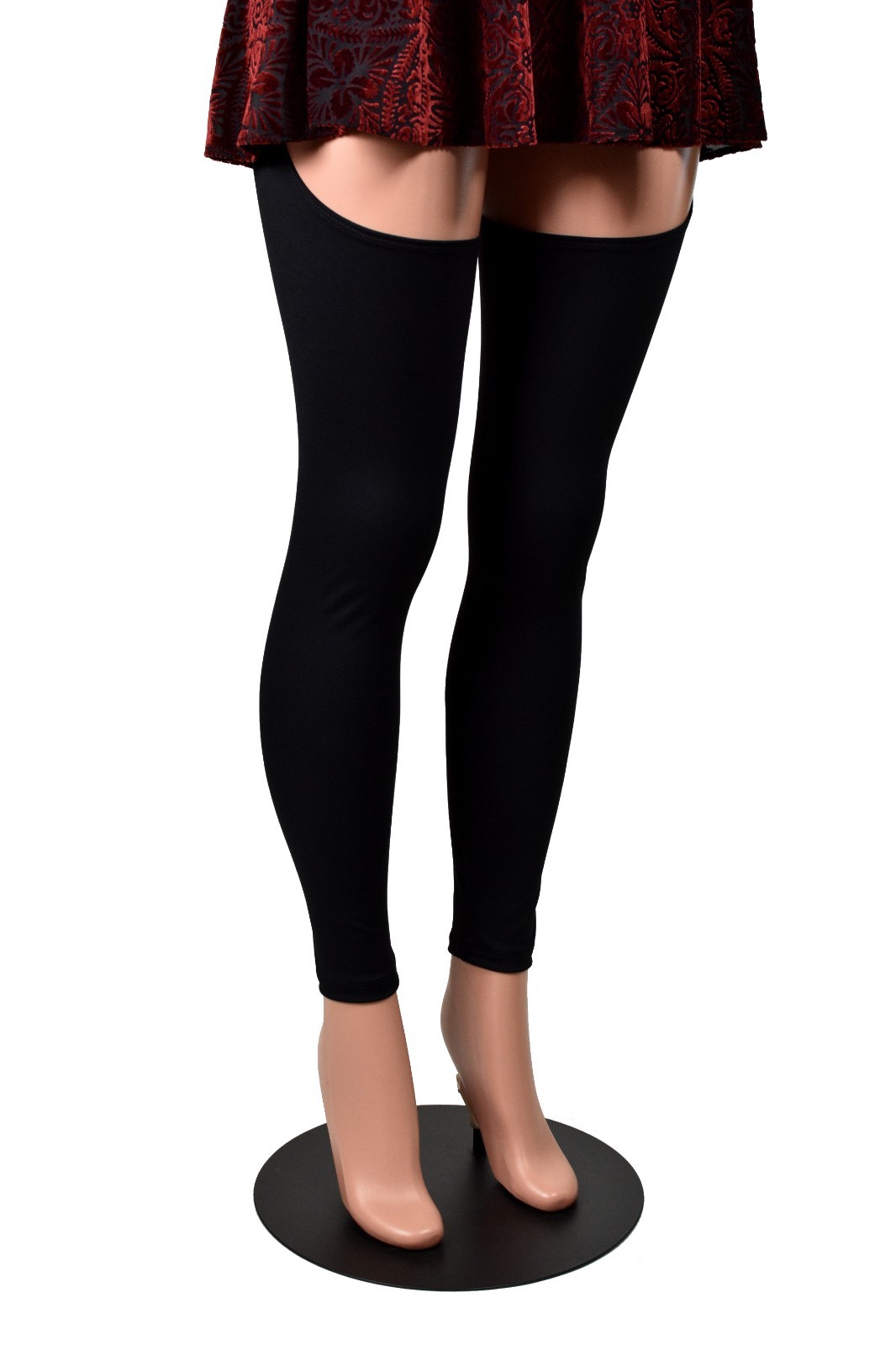 Black Nylon Spandex Chaps stretch leggings XS to 2XL 3XL plus size rave gothic