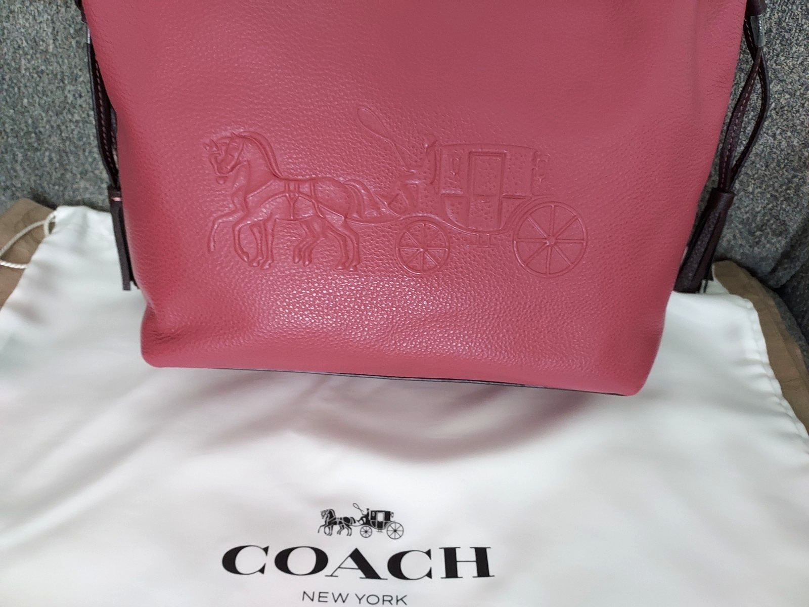COACH Leather ANDY TOTE/Shoulder Bag w/Horse & Carriage Logo~Raspberry/Wine
