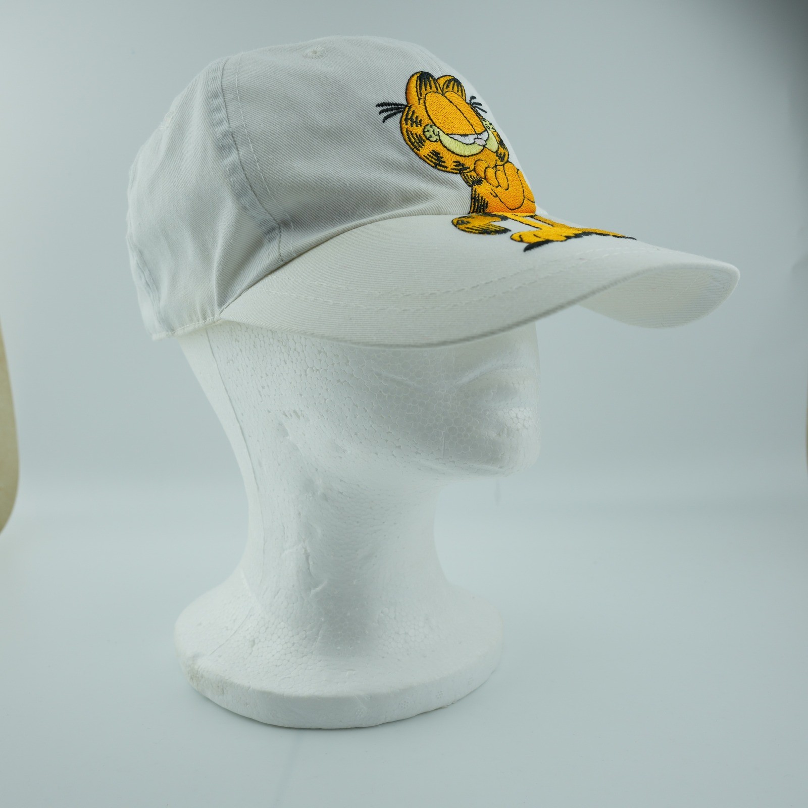Vintage 90s Garfield Hat Cap Snapback White Cartoon Nostalgia Collectible