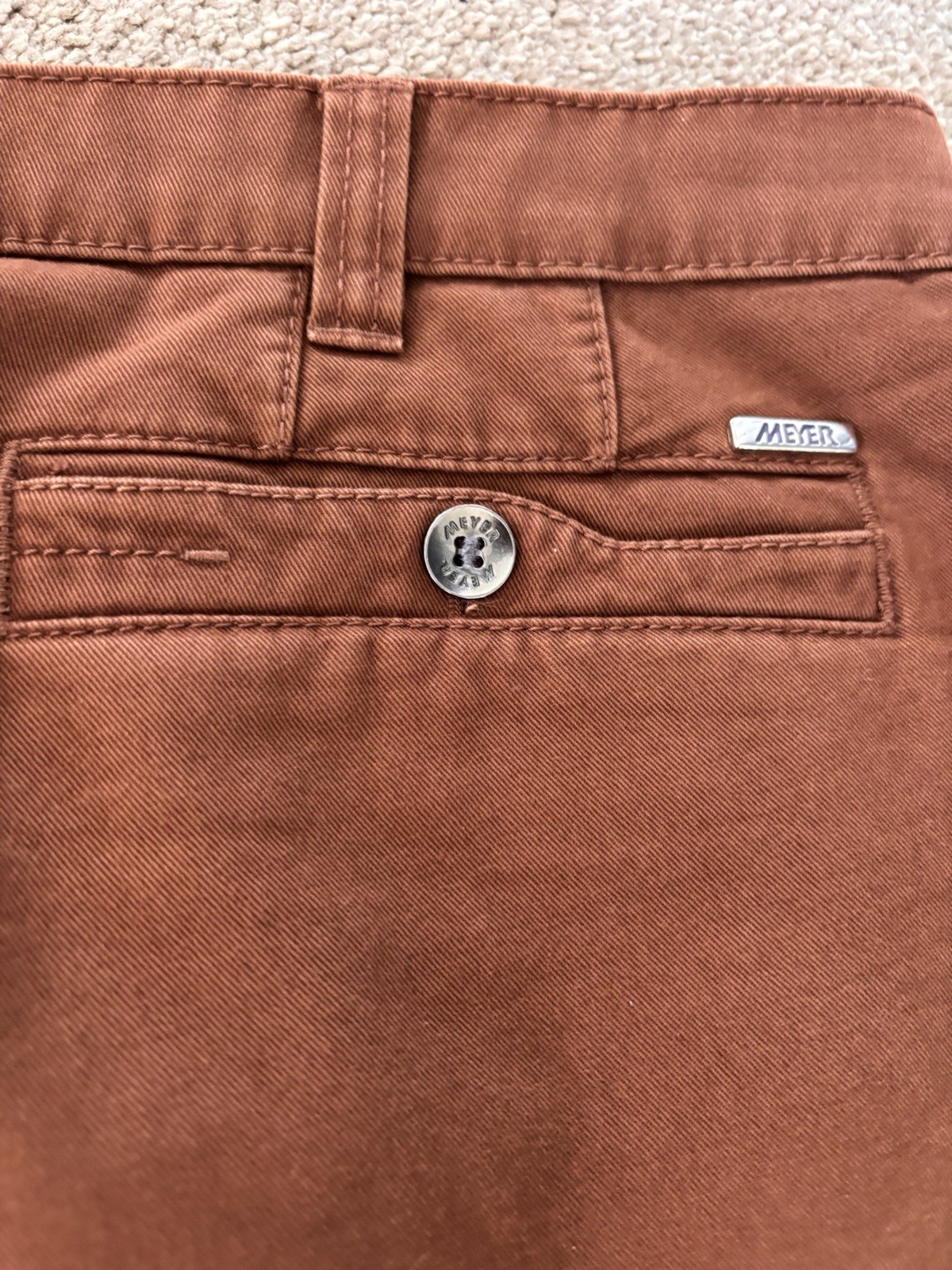 MEYER DIEGO CHINO STYLE TROUSERS WITH STRETCH IN BROWN W36 L32