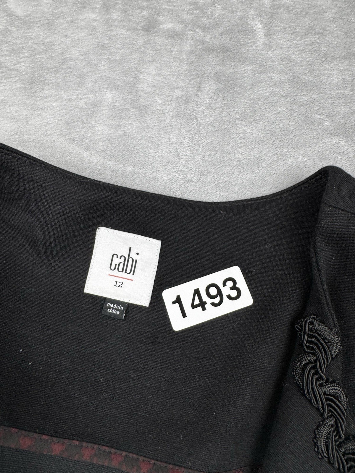 Cabi Agency Jacket Blazer 12 Black Stretch Knit Peplum Career Embellished Lapel