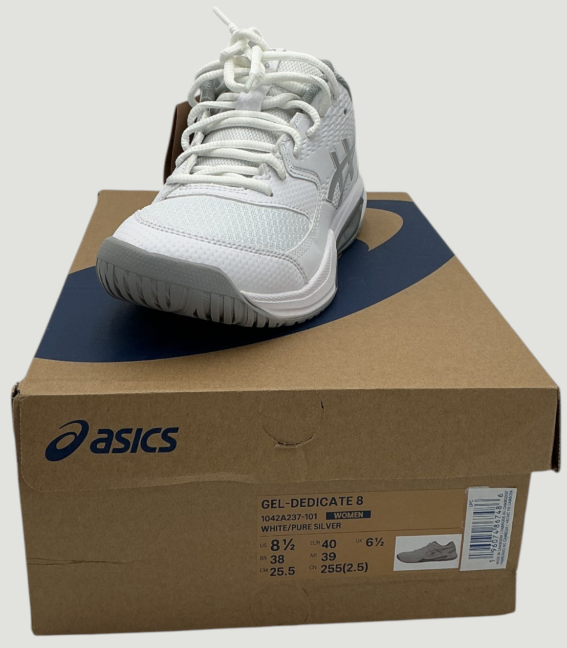 Asics Gel-Dedicate 8 Women’s Size 8.5 White/Silver Tennis Shoes NIB