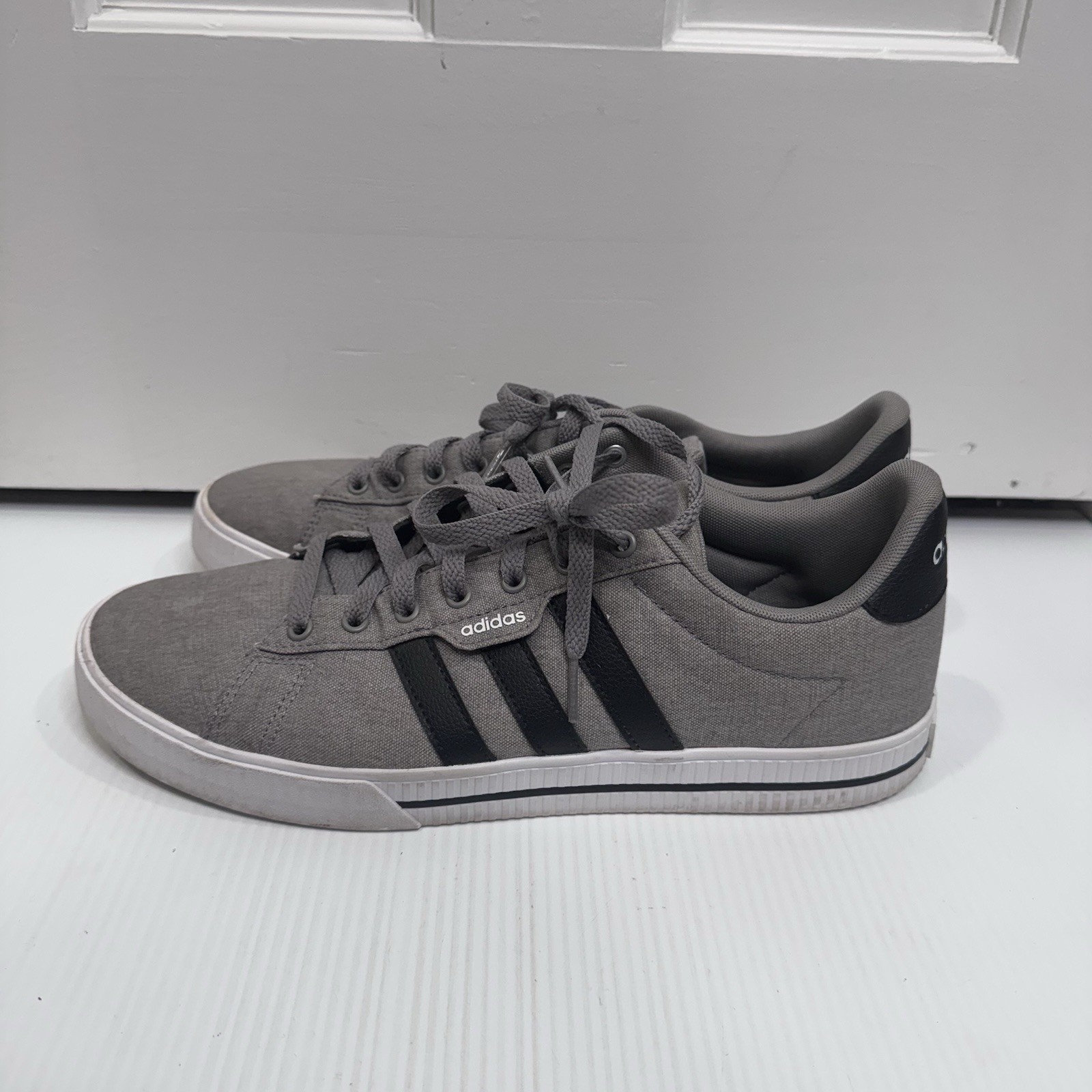 Adidas Daily 3.0 Mens Size 12 Gray Canvas Sneakers Black Stripe Casual Shoes