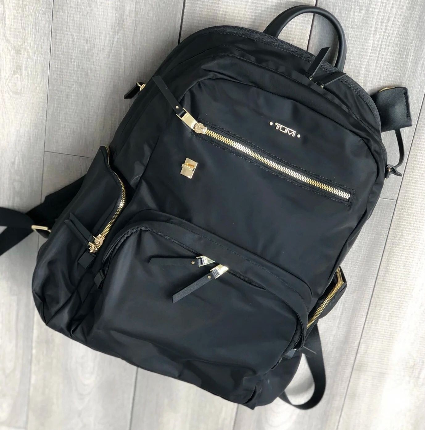TUMI Voyageur Backpack Carson Ladies Black Nylon & Leather Bag Casual Outlet