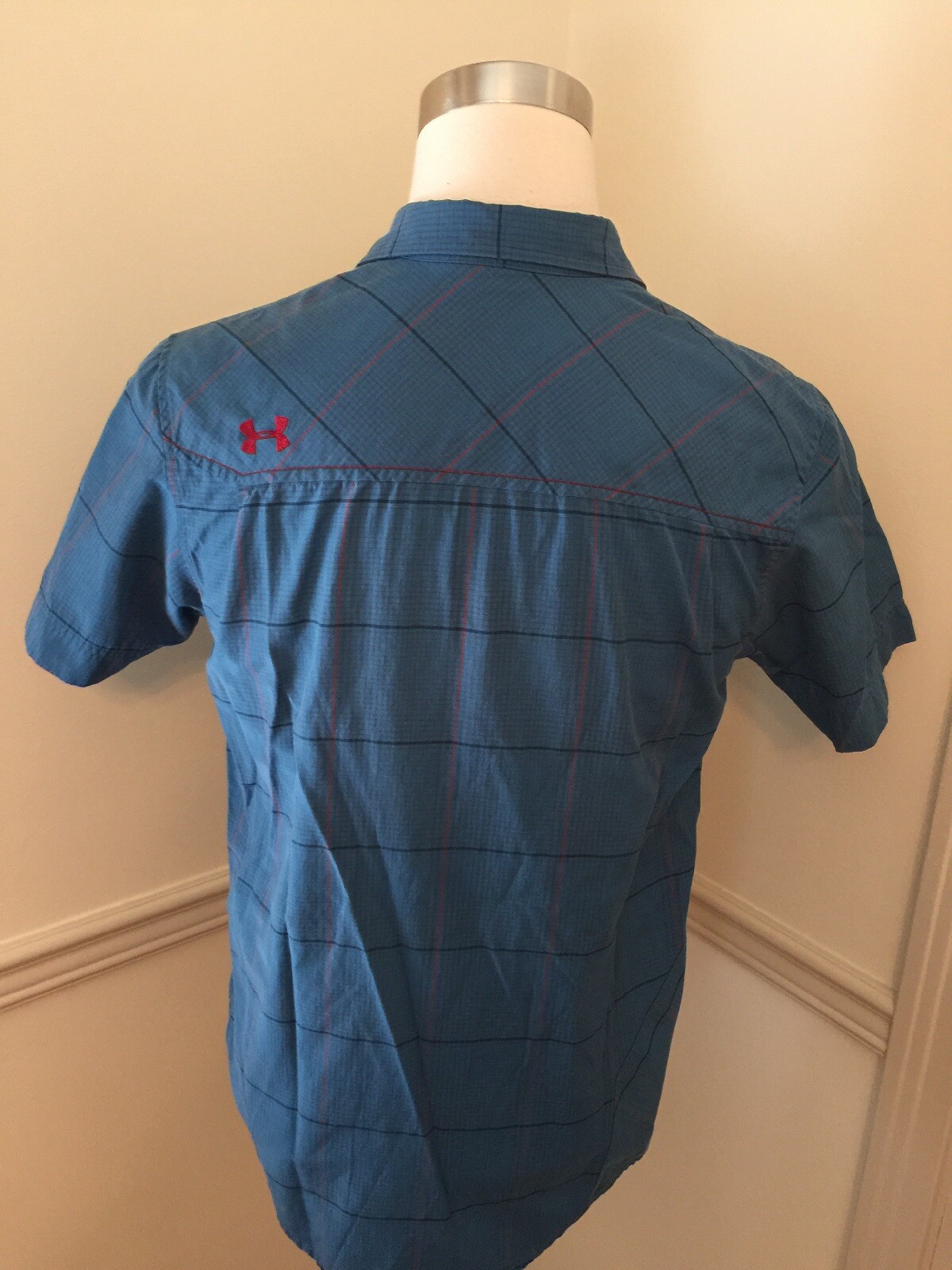 Mens Under Armour Blue Bttn Shirt Short Sleeve S/S Medium 101215991 -See Details