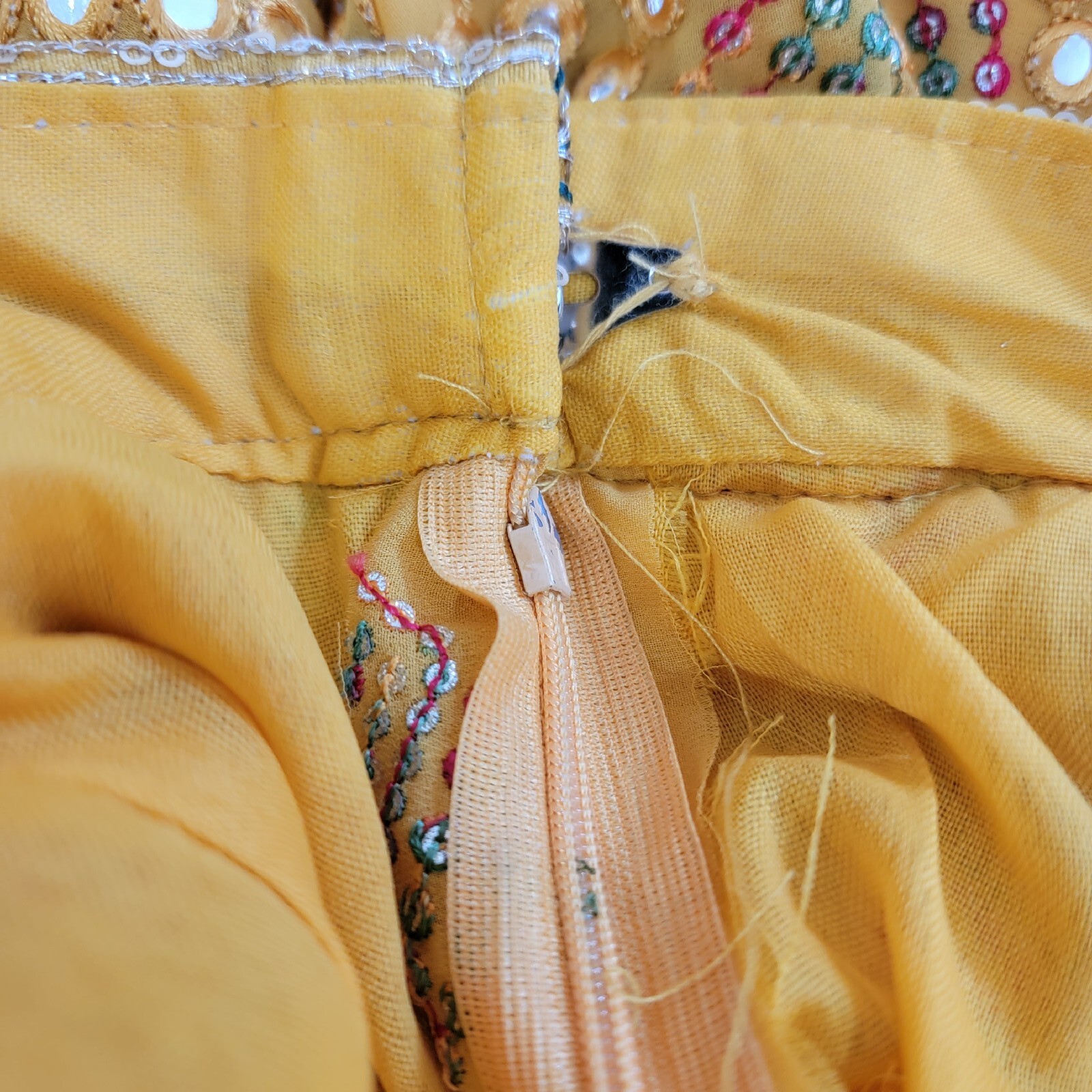 Custom Made Wide Leg Pants Yellow Sequin Middle Eastern Indian Embroidered Sz 10