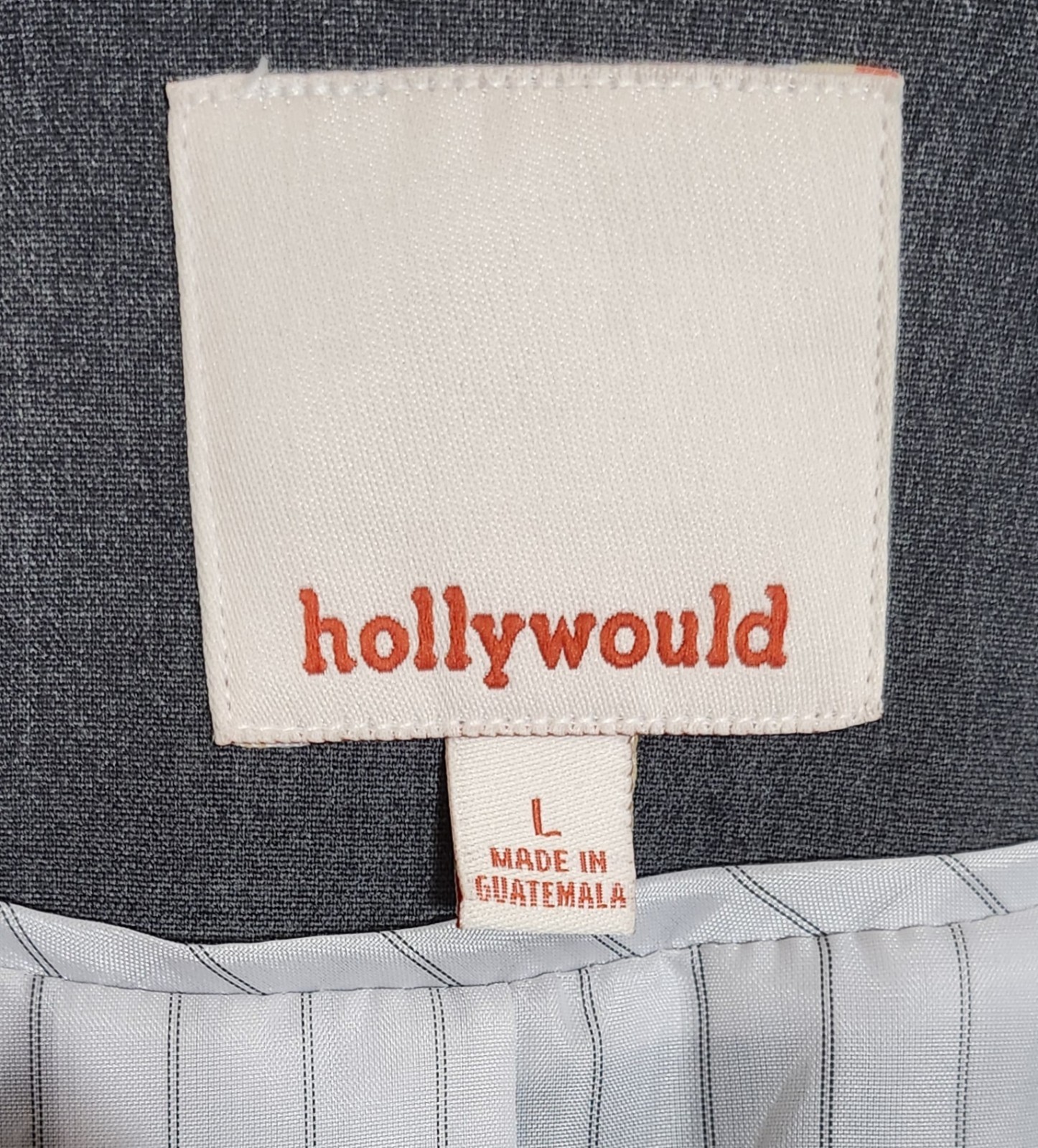 HOLLYWOULD Size L Women’s GRAY BLAZER. Short Length. Never Worn. HAND WASH