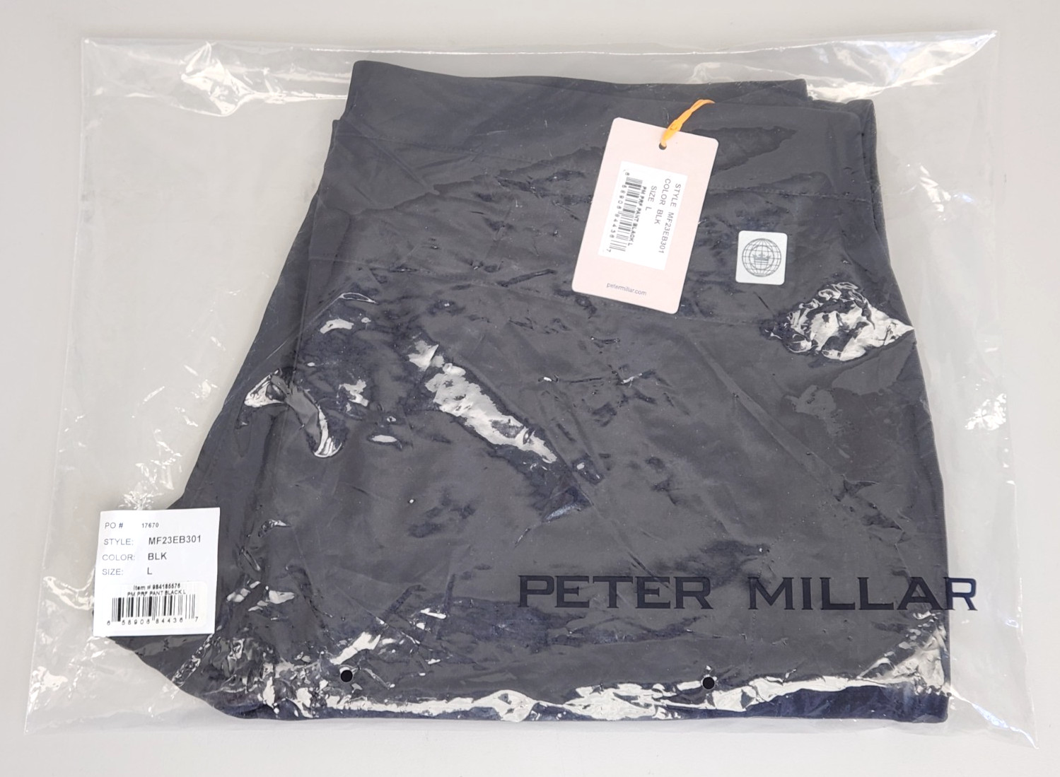 Peter Millar Crown Sport Active Atlas Performance Jogger Pants Black Mens L NEW
