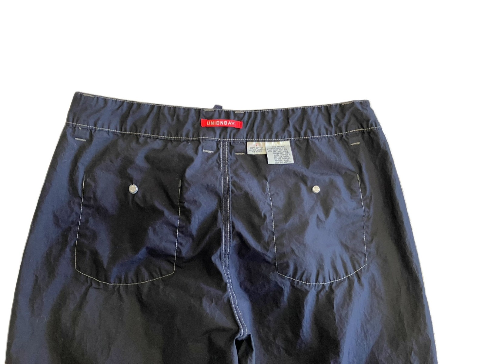 UNIONBAY Black Cargo Capris Contrast Stitching Size 7