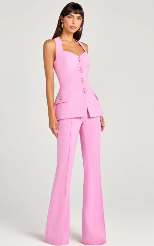 NADINE MERABI Zoe Waistcoat & Charlotte Trousers, Pink SMALL UK8 EU36 US4 RP£500