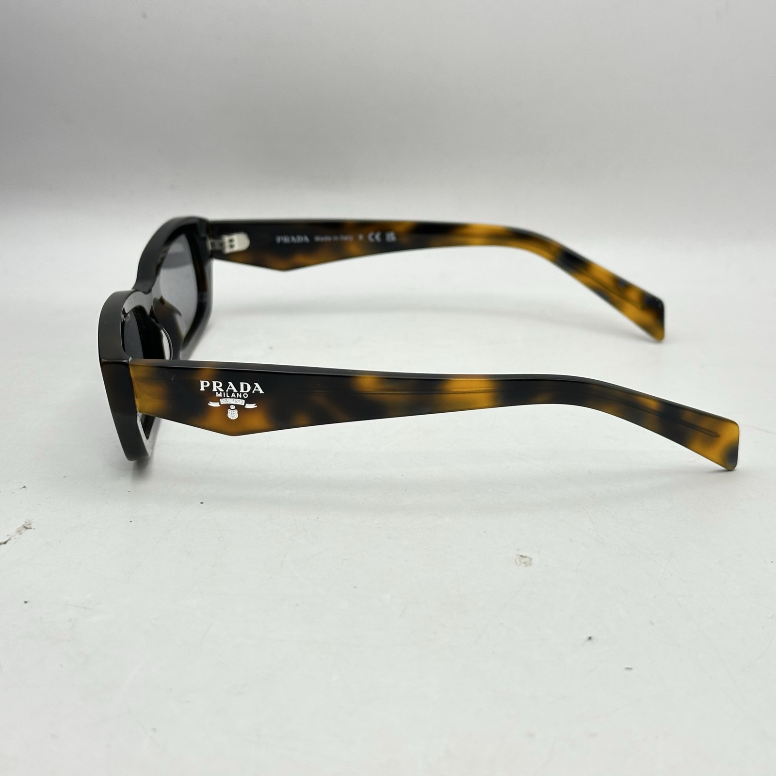 Prada Unisex Narrow Rectangle Thick Sunglasses SPRB06S Juniper Tortoise/Gray