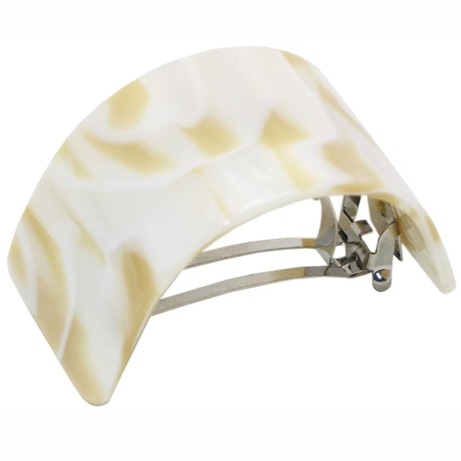 French Amie Half Circle 2 1/4″ Medium Ivory Curved Handmade Cellulose Hair Clip