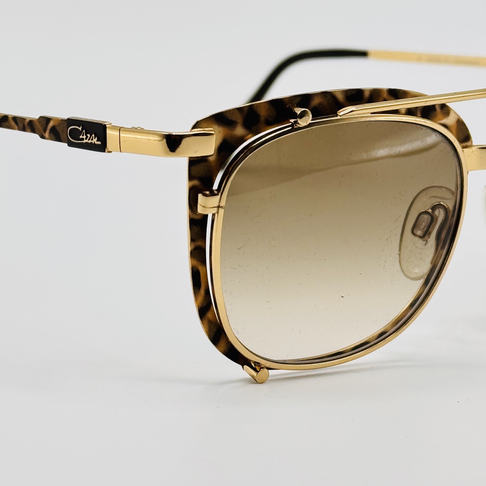 Cazal Sunglasses 9077 002 Gold Leopard Print Frame Brown Gradient Lens 50mm NEW
