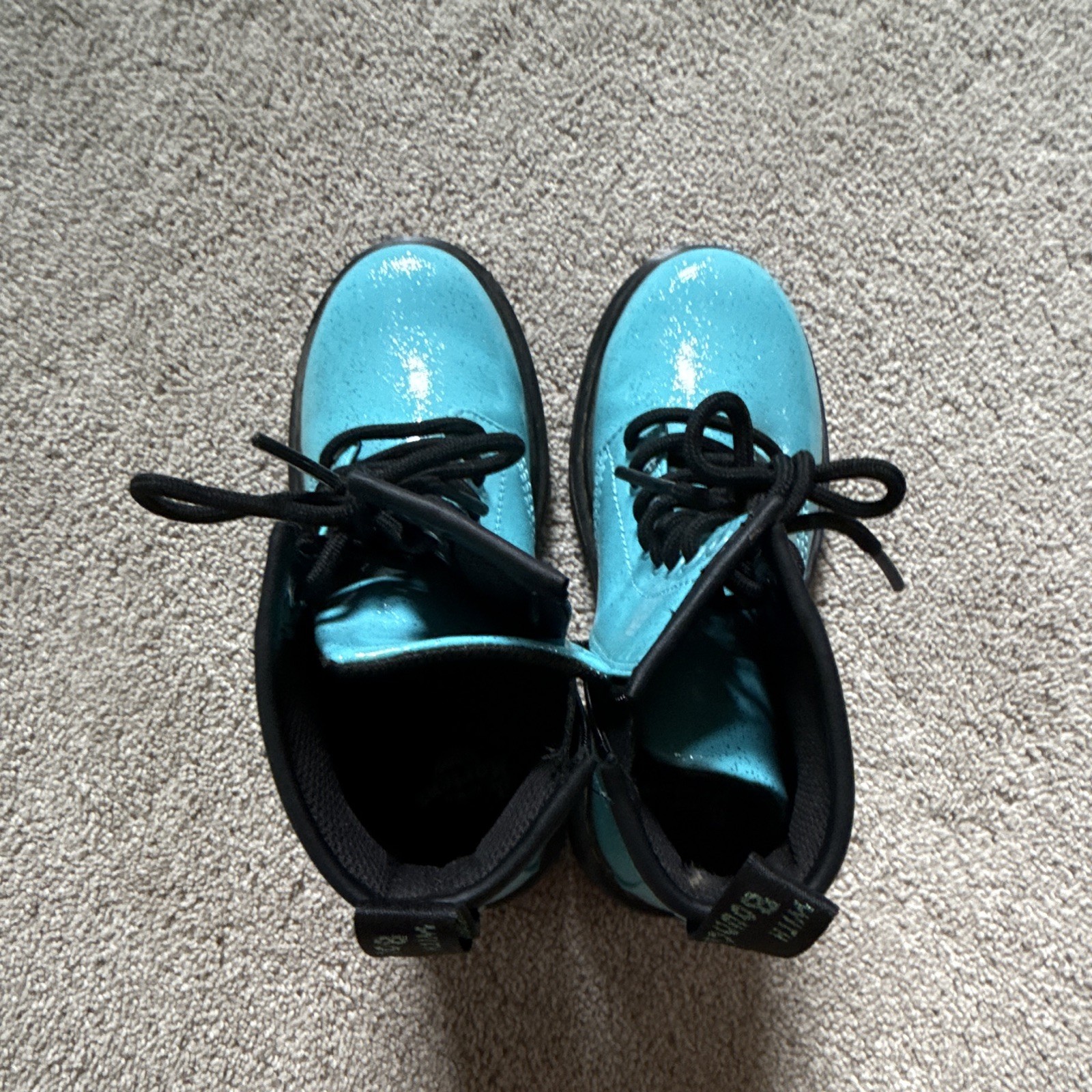 Dr. Martens 1460 Kids Blue Patent Leather Lace-Up Zip Combat Boots US 1 UK 13
