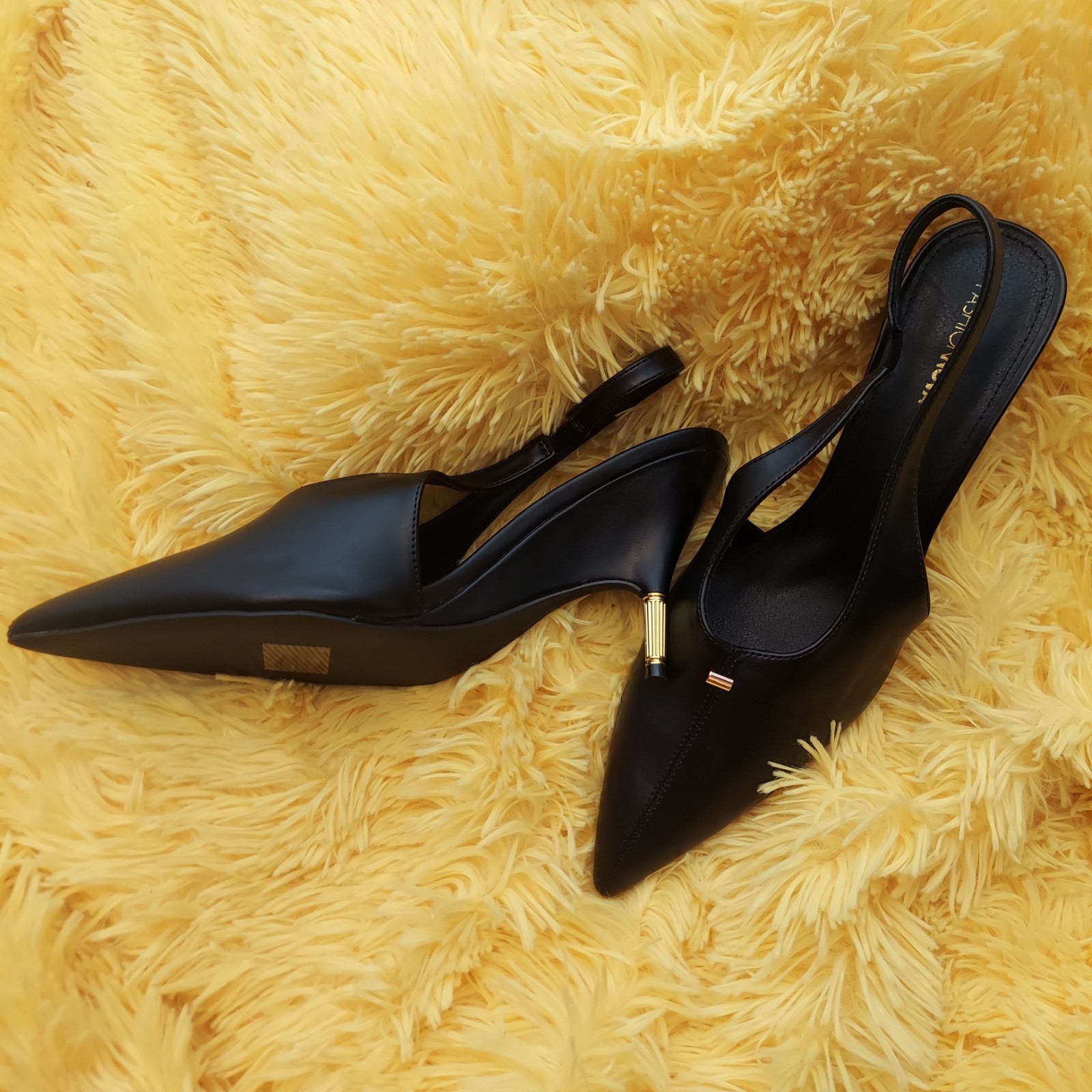 Fashion Nova Black Pointed Toe Slingback 3.5 inches