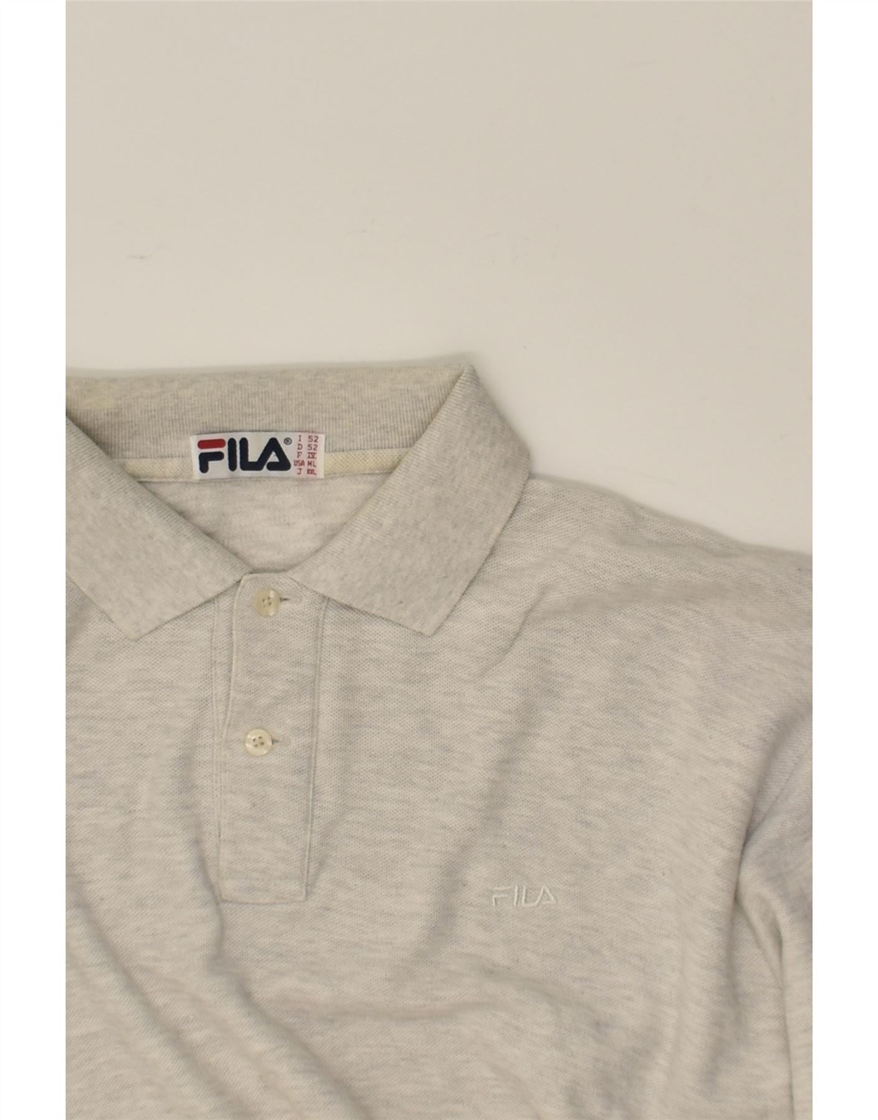 FILA Mens Polo Shirt IT 52 Large Grey Cotton AL02