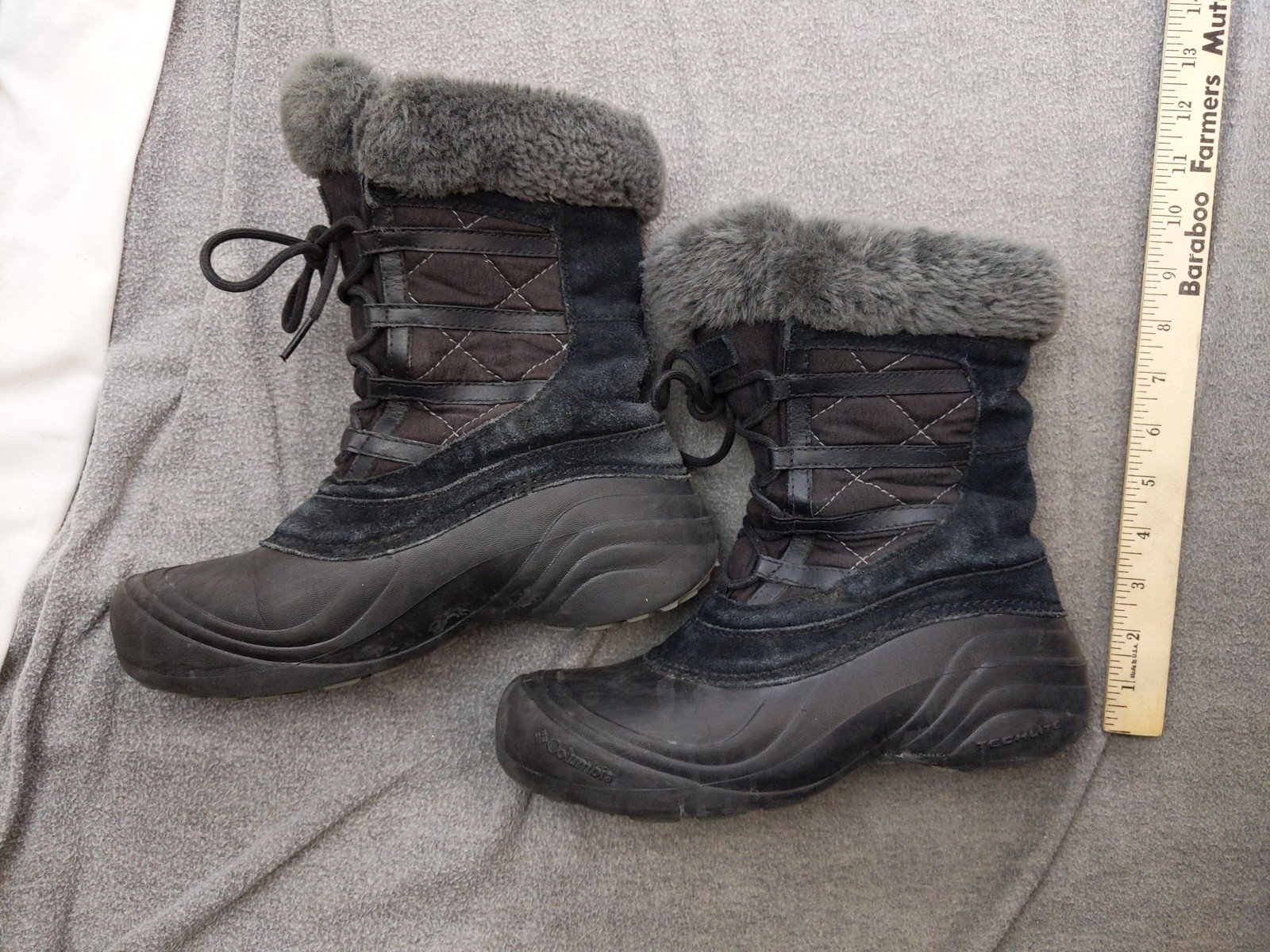 Columbia Snow Boots Womens Size 9 41 Black Suede Mid Calf Winter Insulated