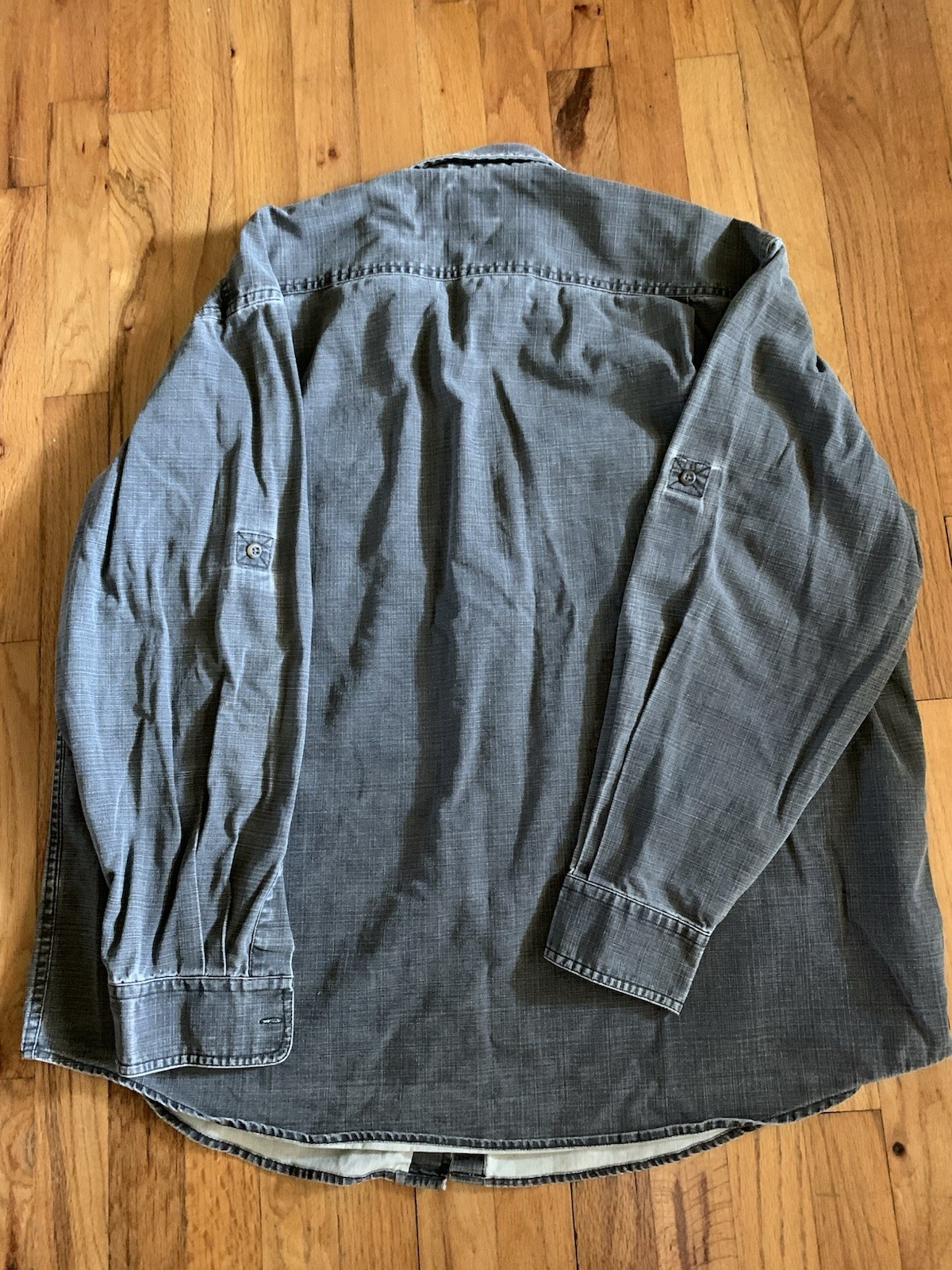 LL Bean Men’s Chambray Dark Gray Stonewash Button Up Shirt Sz XL-Reg