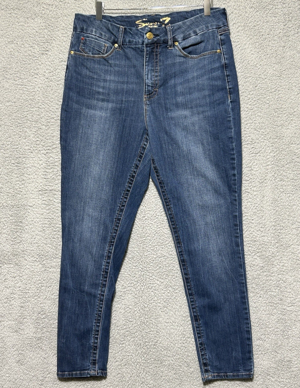 Seven7 Womens 16 Tummyless High Rise Comfortable Stretch Skinny Blue Jean