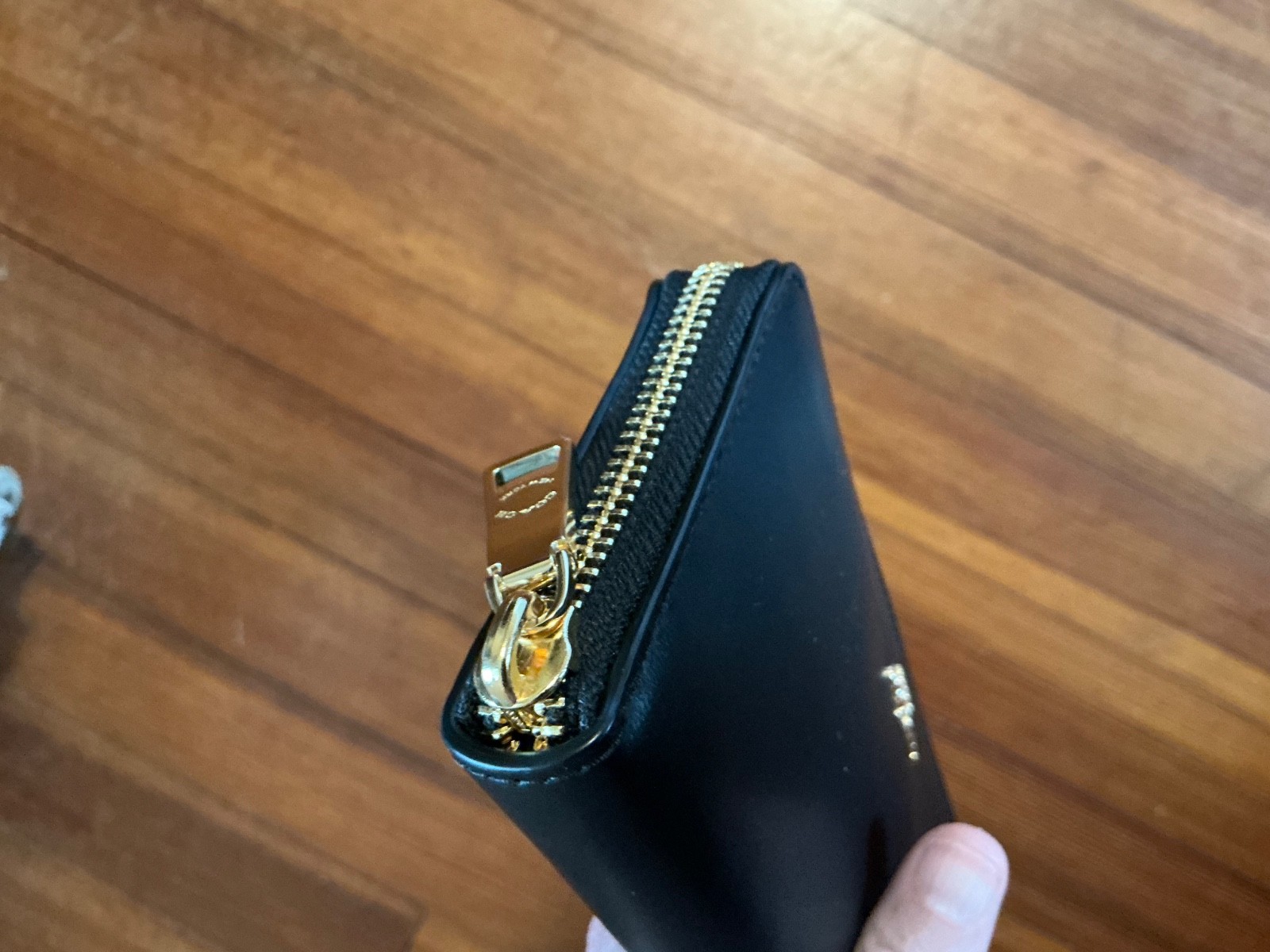 COACH Long Zip-Around Wallet Smooth Black Calf Leather w Gold Hardware AUTHENTIC