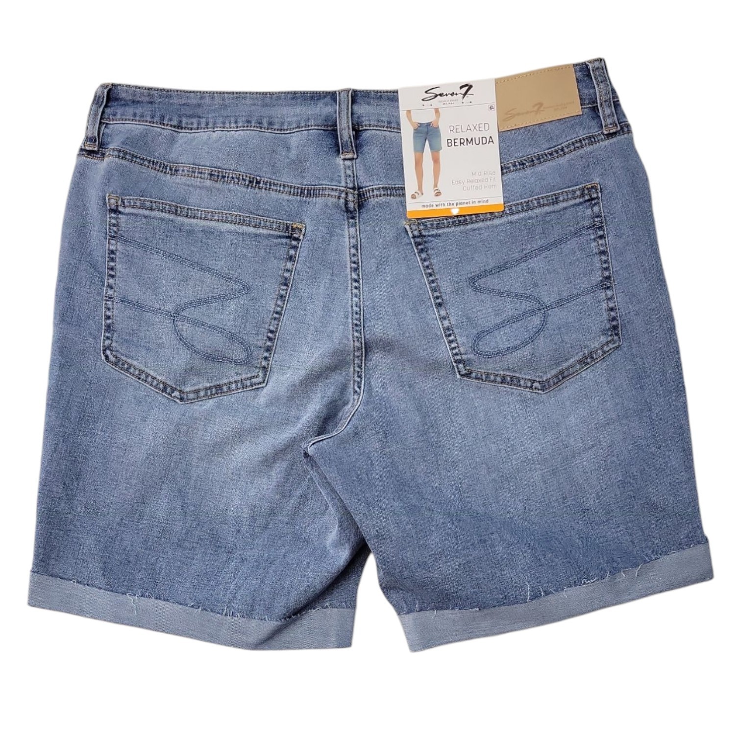 Seven7 Women’s Bermuda Mid Rise Stretch Denim Short