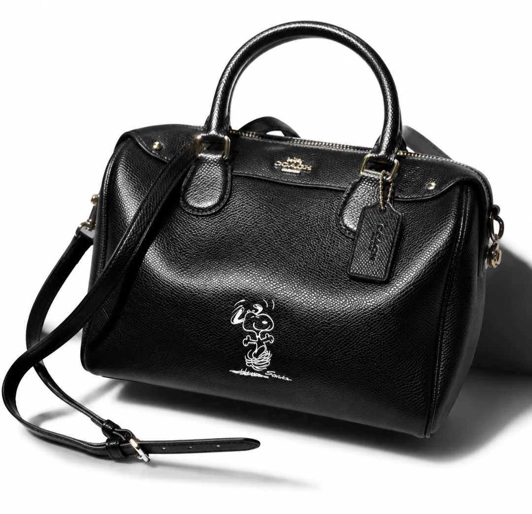 Coach x Peanuts Snoopy Mini Bennett Satchel Black Leather Crossbody Bag NWOT