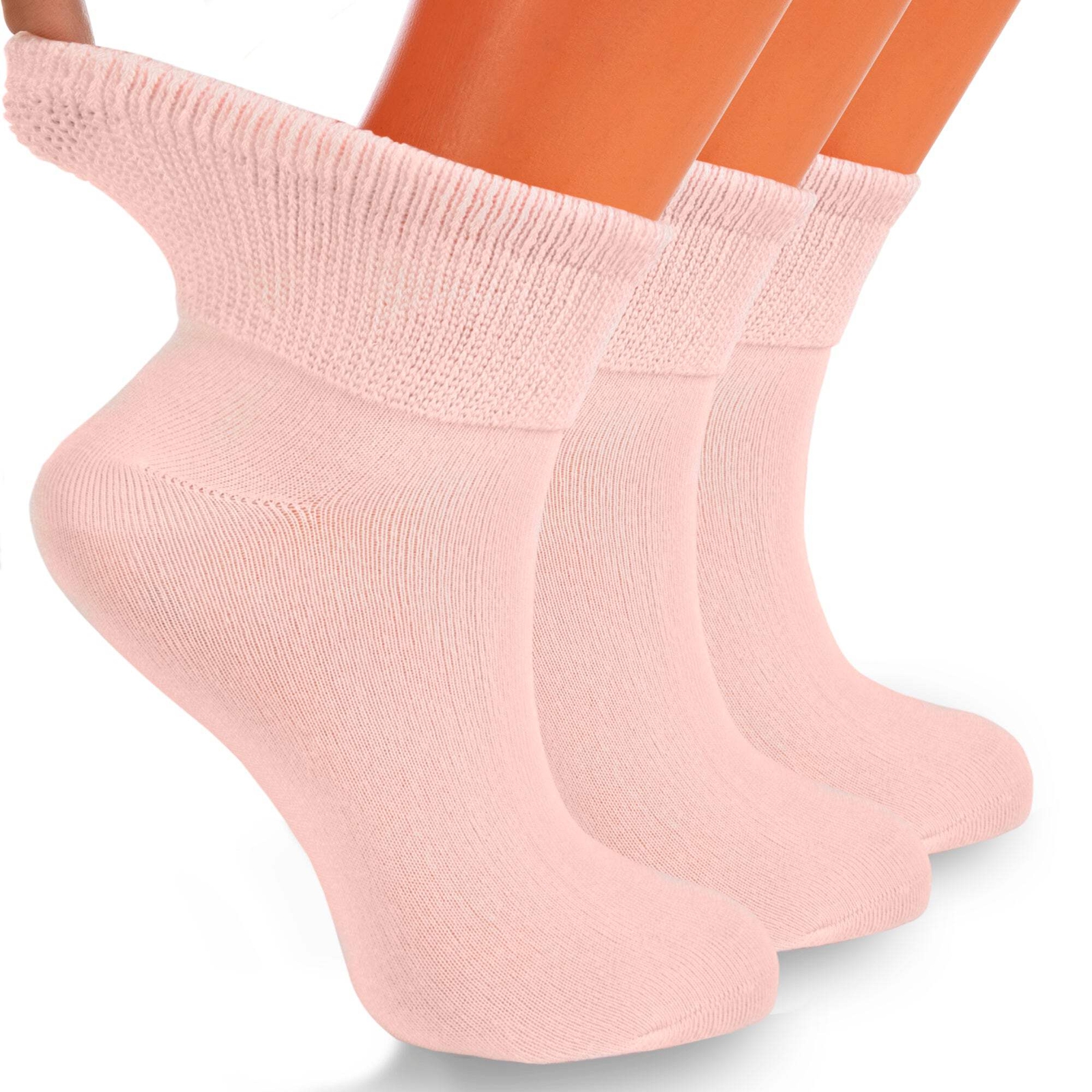 American Made Diabetic Ankle Socks 3 Pairs Non-Binding Cotton Unisex Moisture-Wi