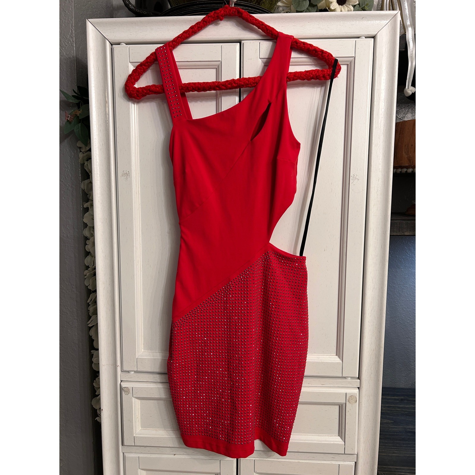 Bebe Red Fitted Mini Dress Bodycon xxsmall Sexy Party Clubbing