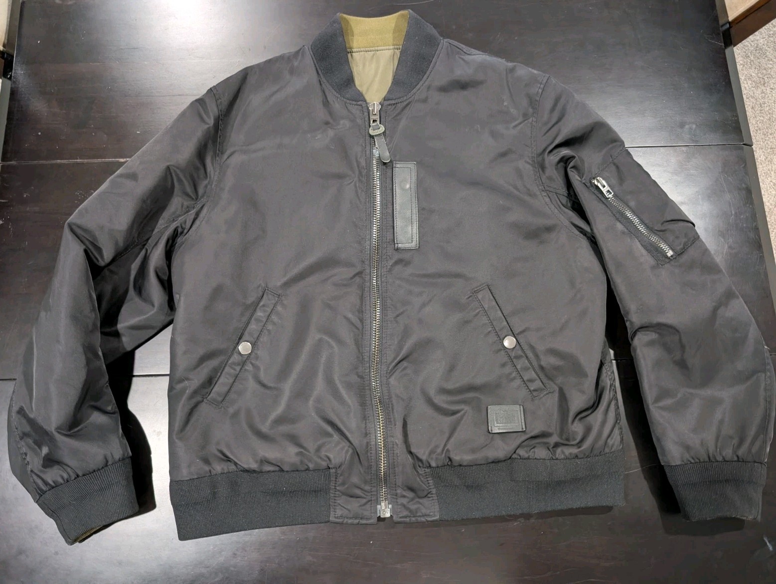 Coach Black MA-1 Bomber Jacket Men’s Full Zip Lined Pockets – Approx size L