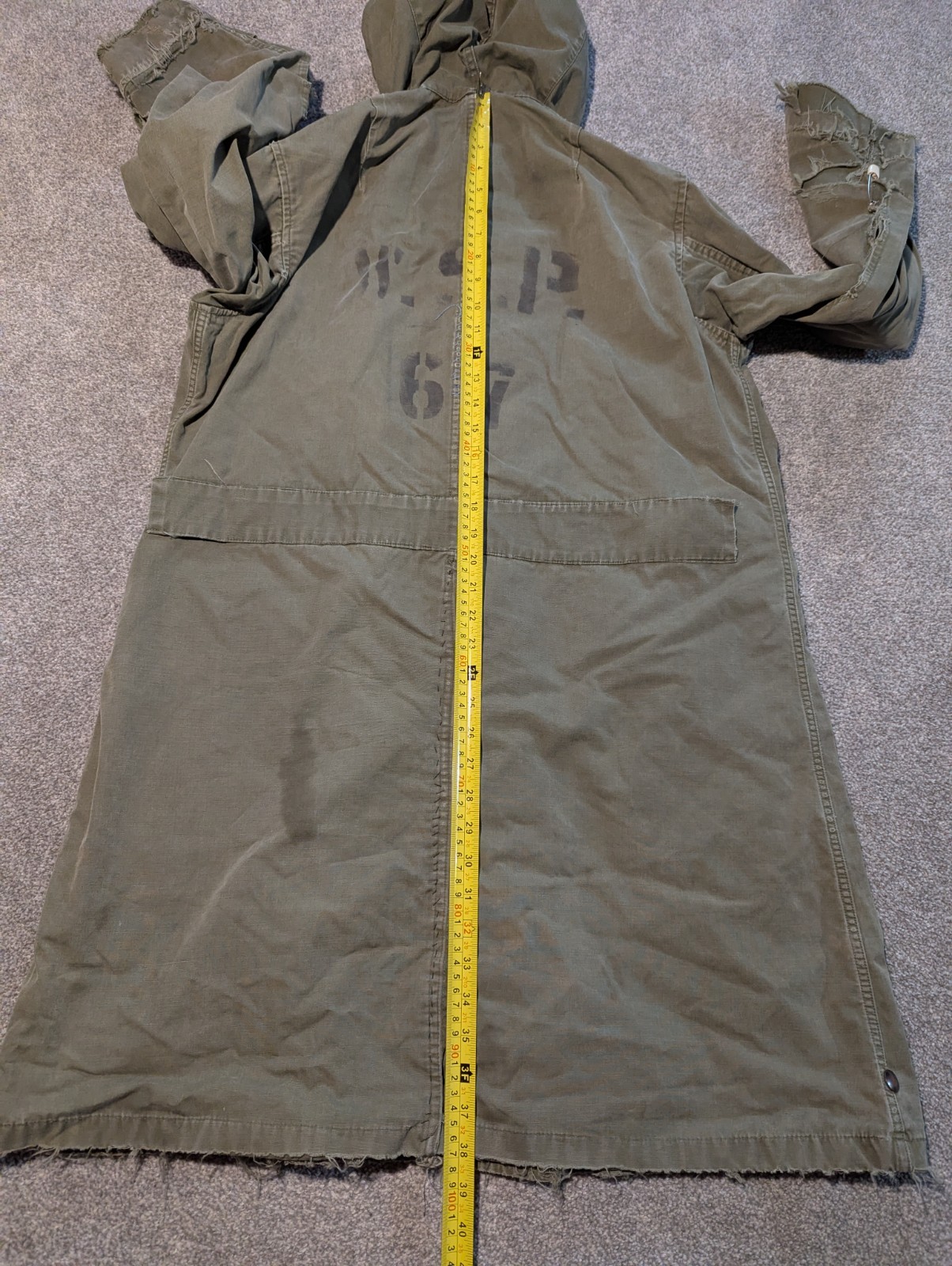 Vintage US Army Jacket Mens Small Green M47 Parka 1950s Korean War Military Coat