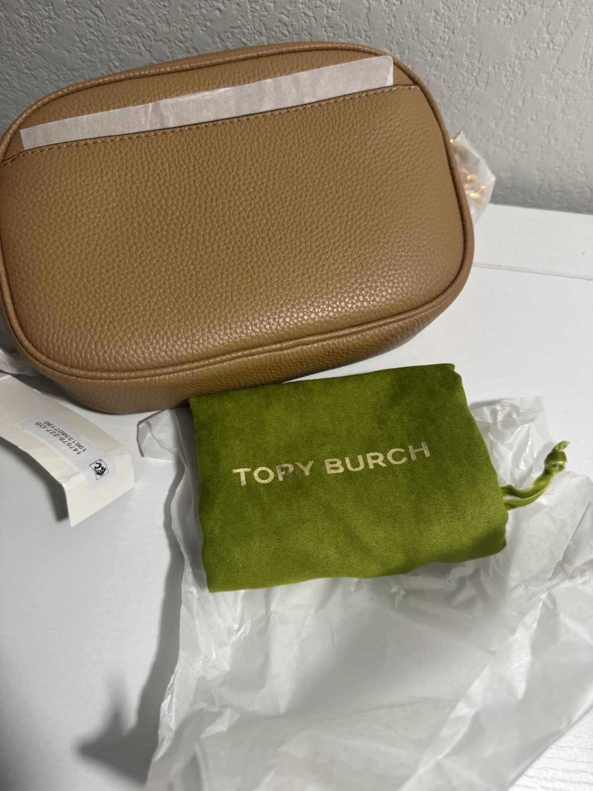 Tory Burch Mcgraw Camera Bag Tiramisu Pebbled Leather