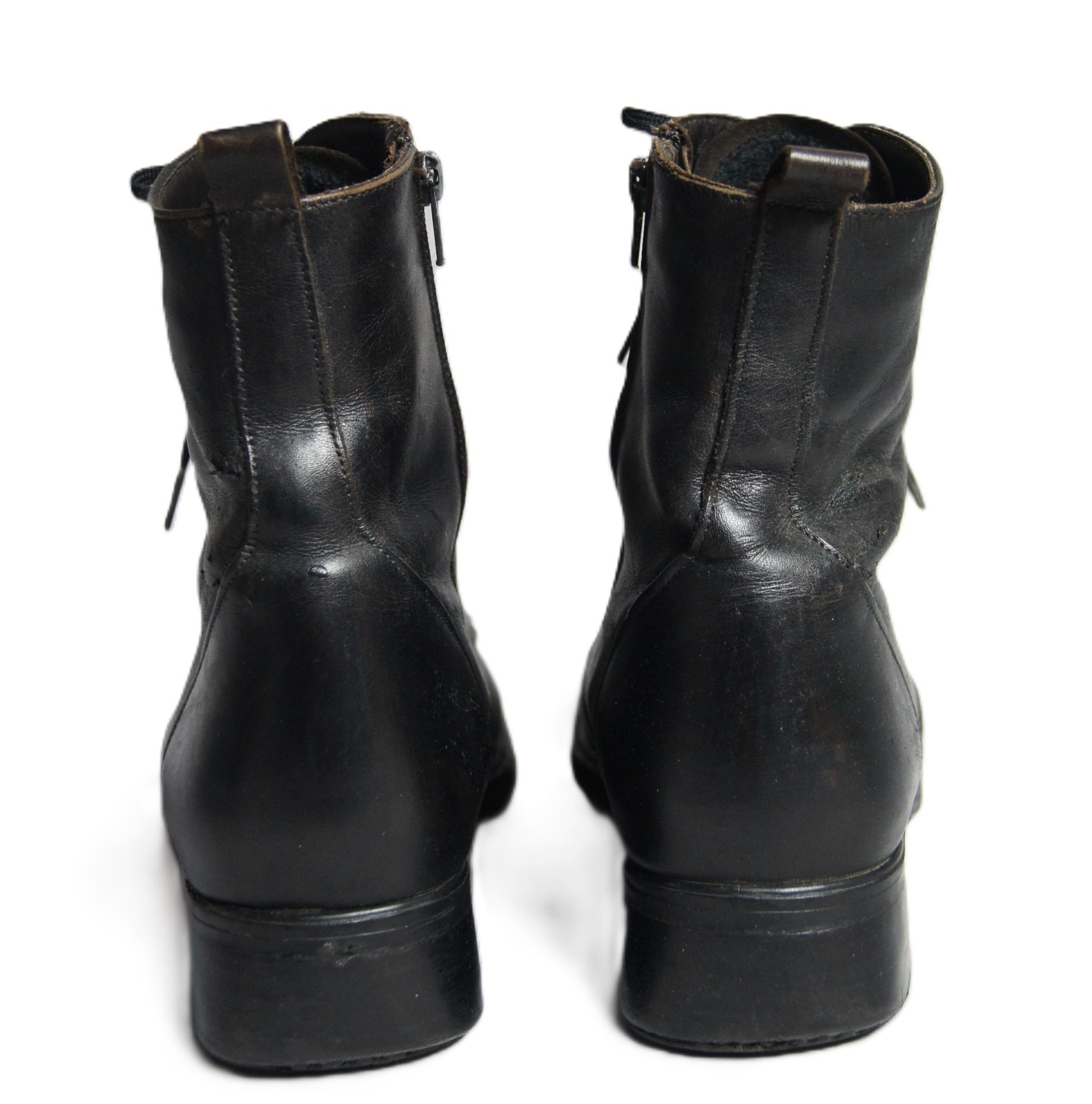 Santana® Canada Low Boots Black Sz. 8.5M W/Side Zipper AND Lace-Up Vintage 1997