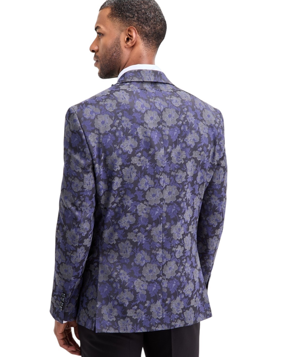 Tayion Collection Men’s Classic-Fit Floral Jacquard Dinner Jacket -Purple -42 R