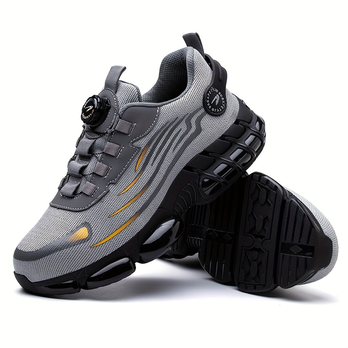 Men Safety Toe Work Shoes Rotating Buckle Breathable Non-Slip Steel Toe Sneakers