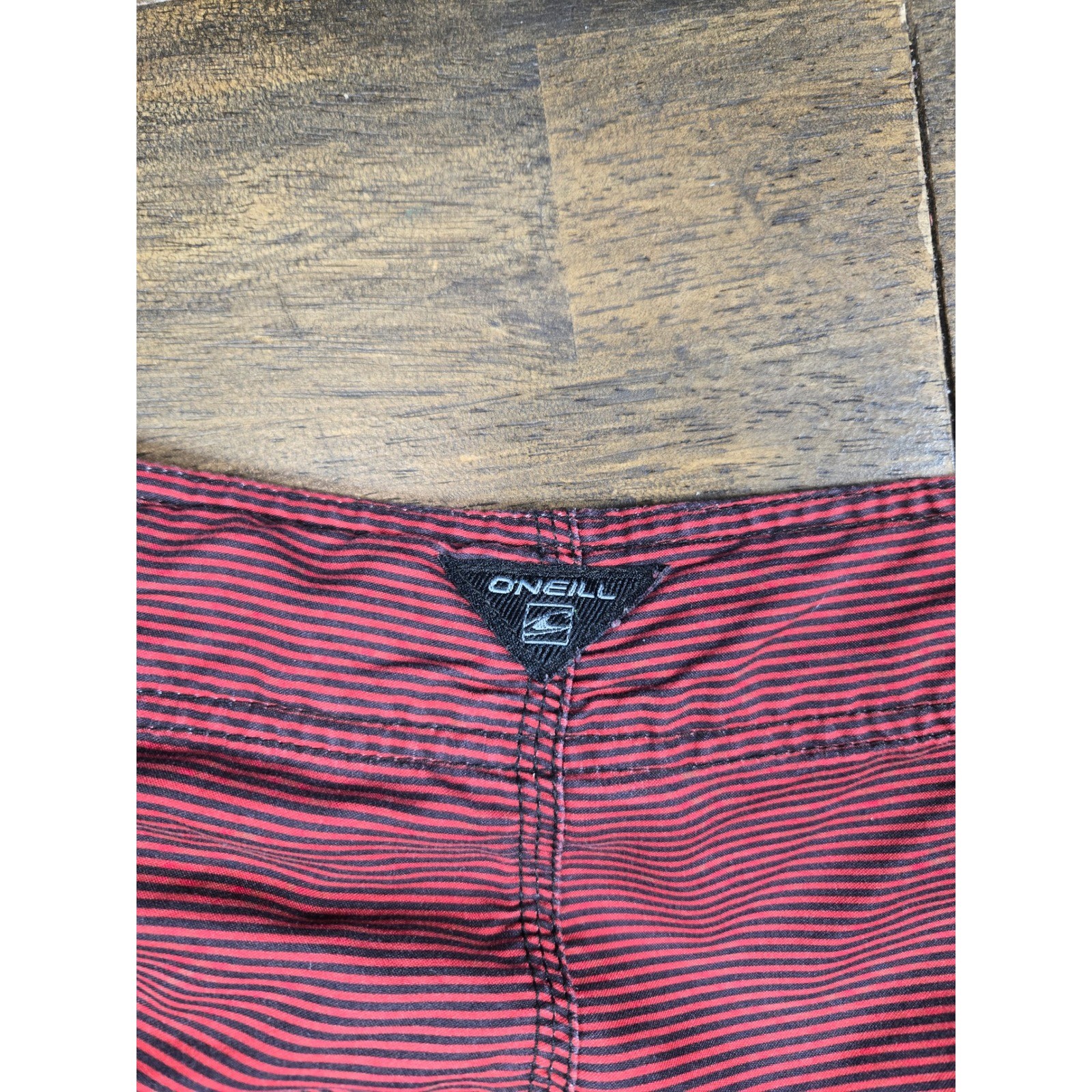 ONeill Mens Striped Board Shorts Red Charcoal Grey Cargo Pocket Size 29