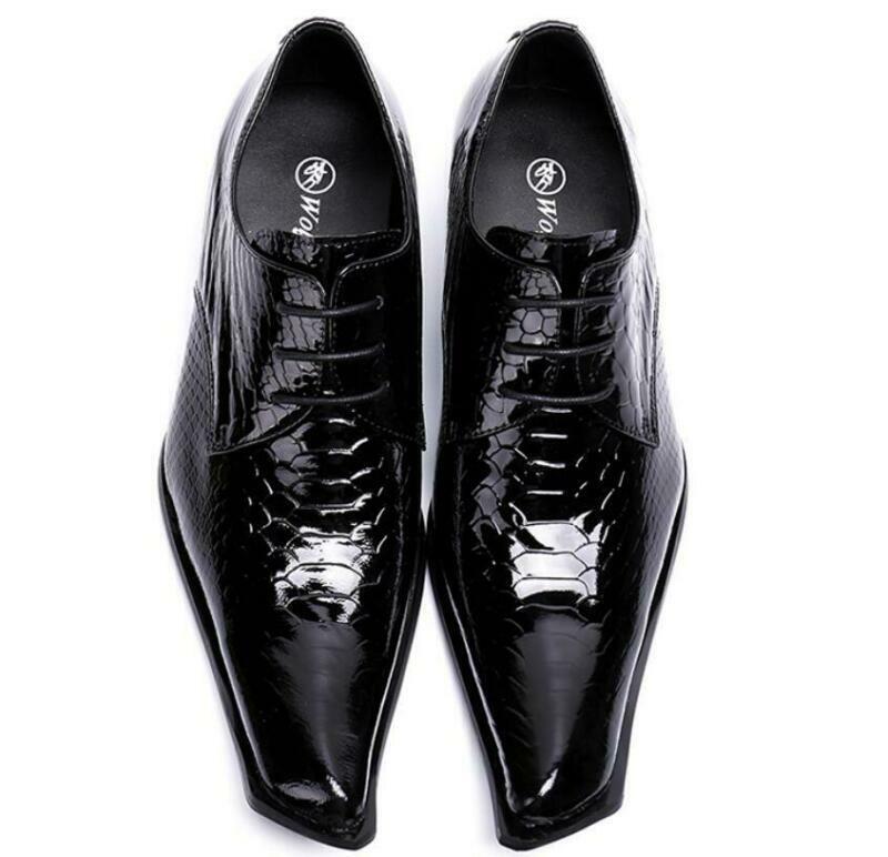 Snakeskin Pattern Evening Banquet Men’s Leather Dress Shoes Formal Business Show