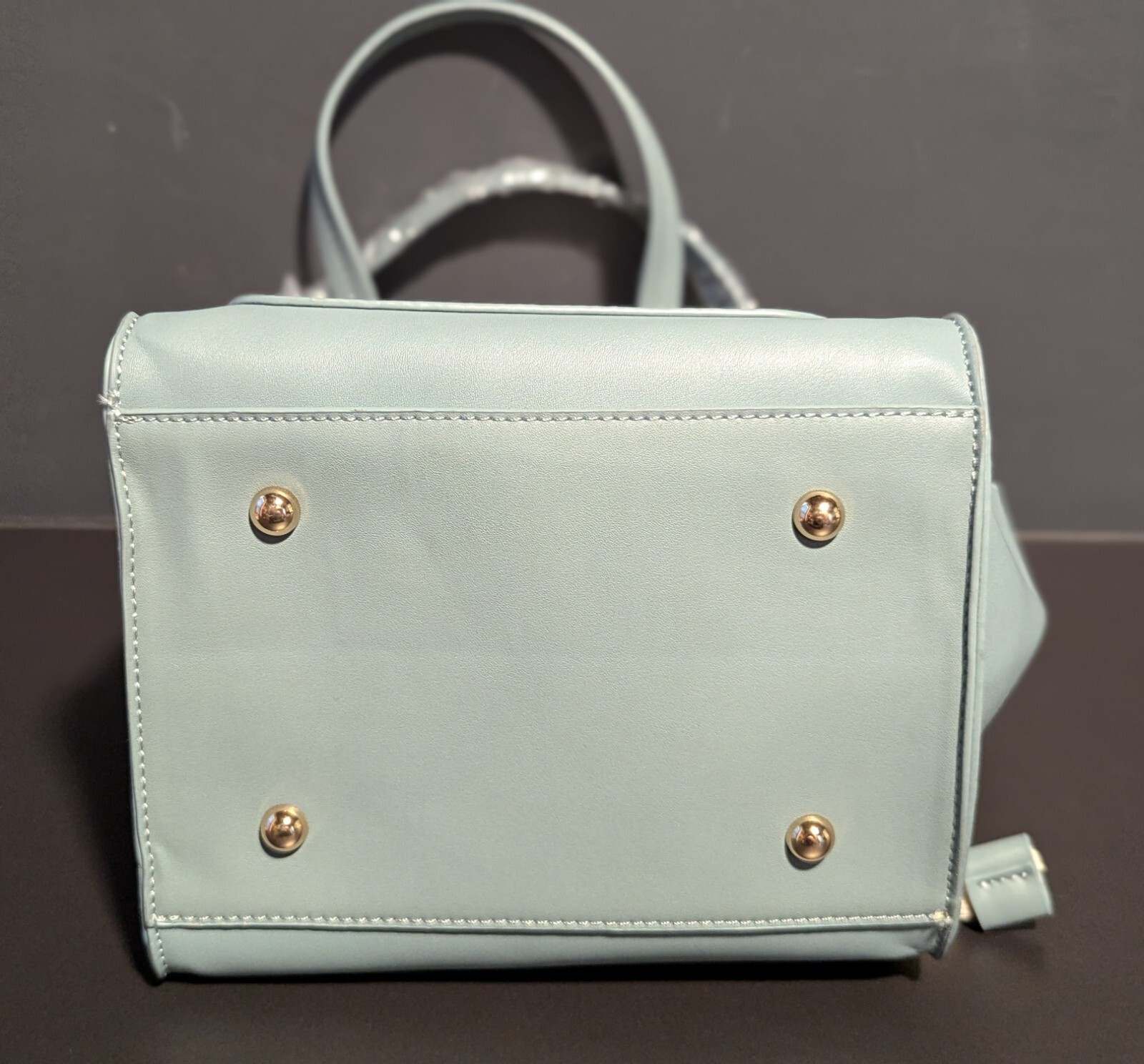Melie Bianco Monica Mini Structured Top Handle Vegan Tote Shoulder Bag Blue NWT